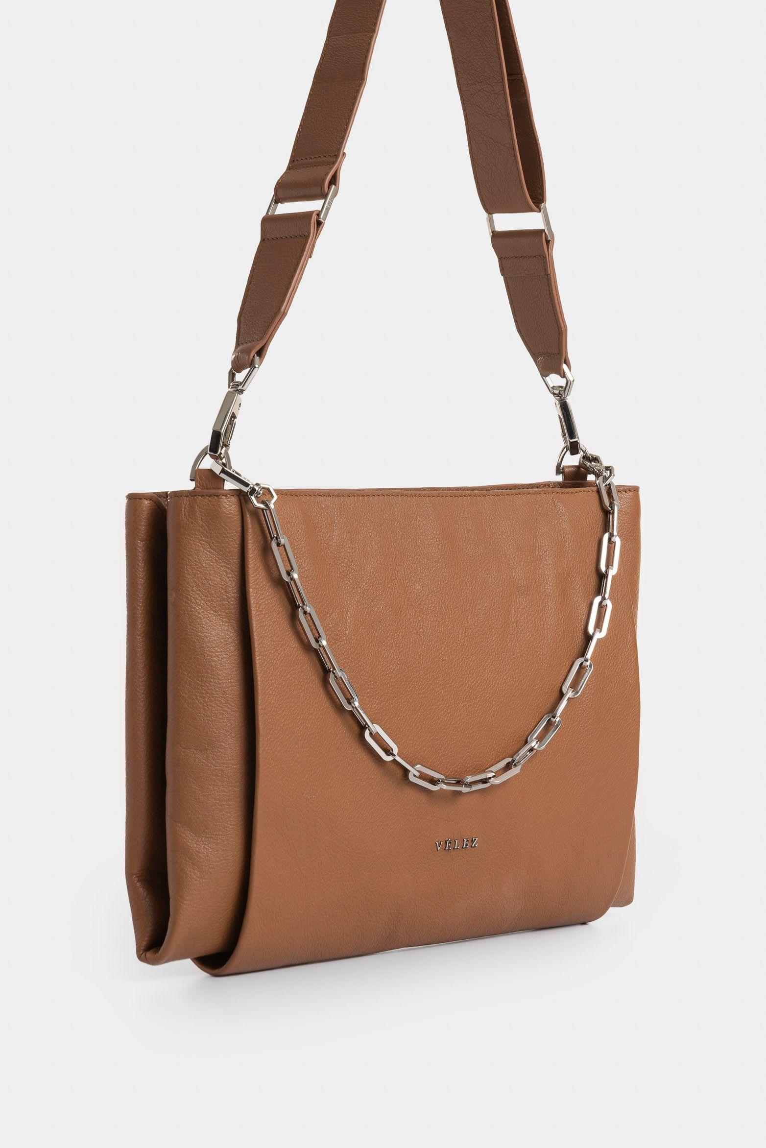 Shopping Gliceria de cuero para mujer detalle cadena miel-1