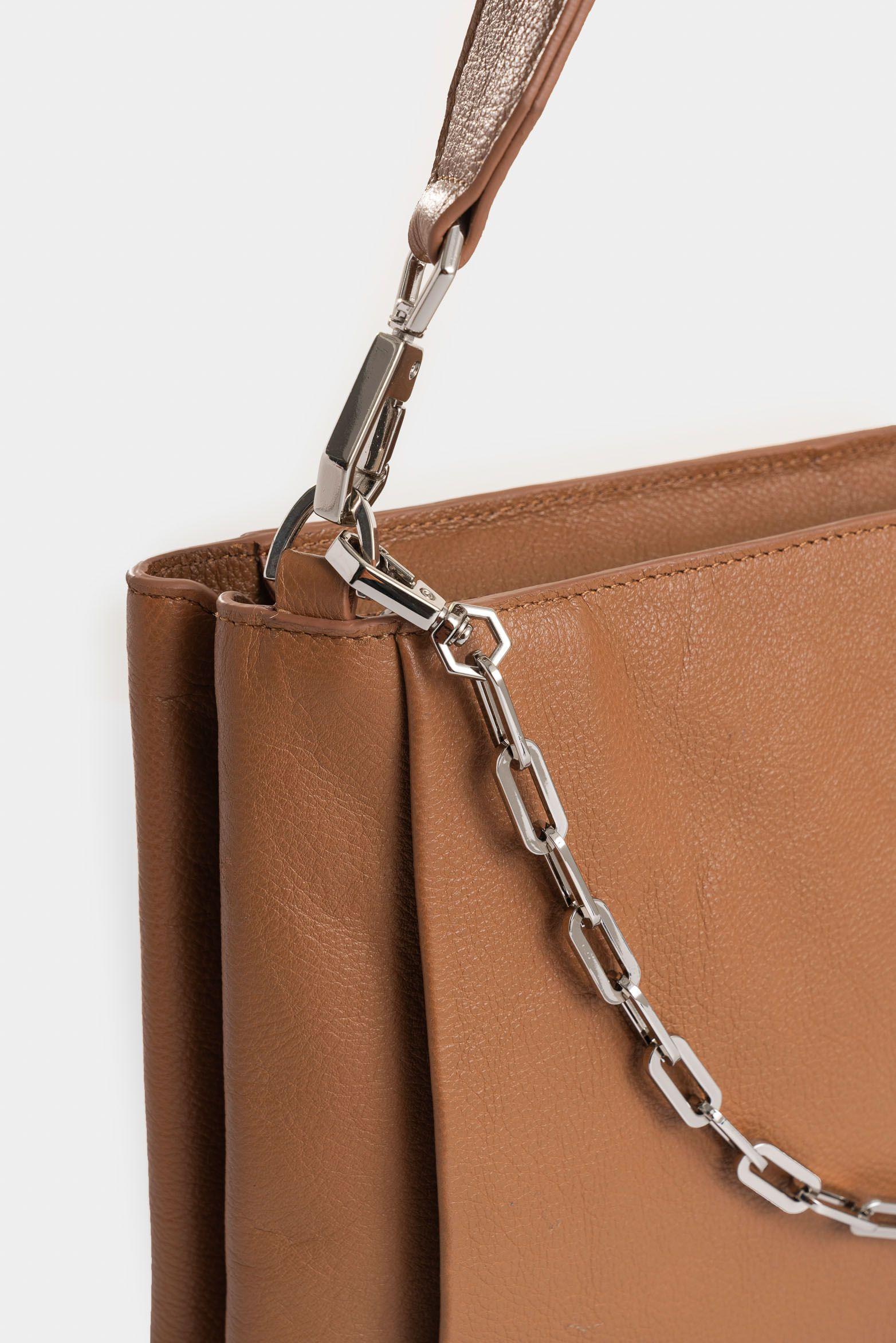 Shopping Gliceria de cuero para mujer detalle cadena miel-3