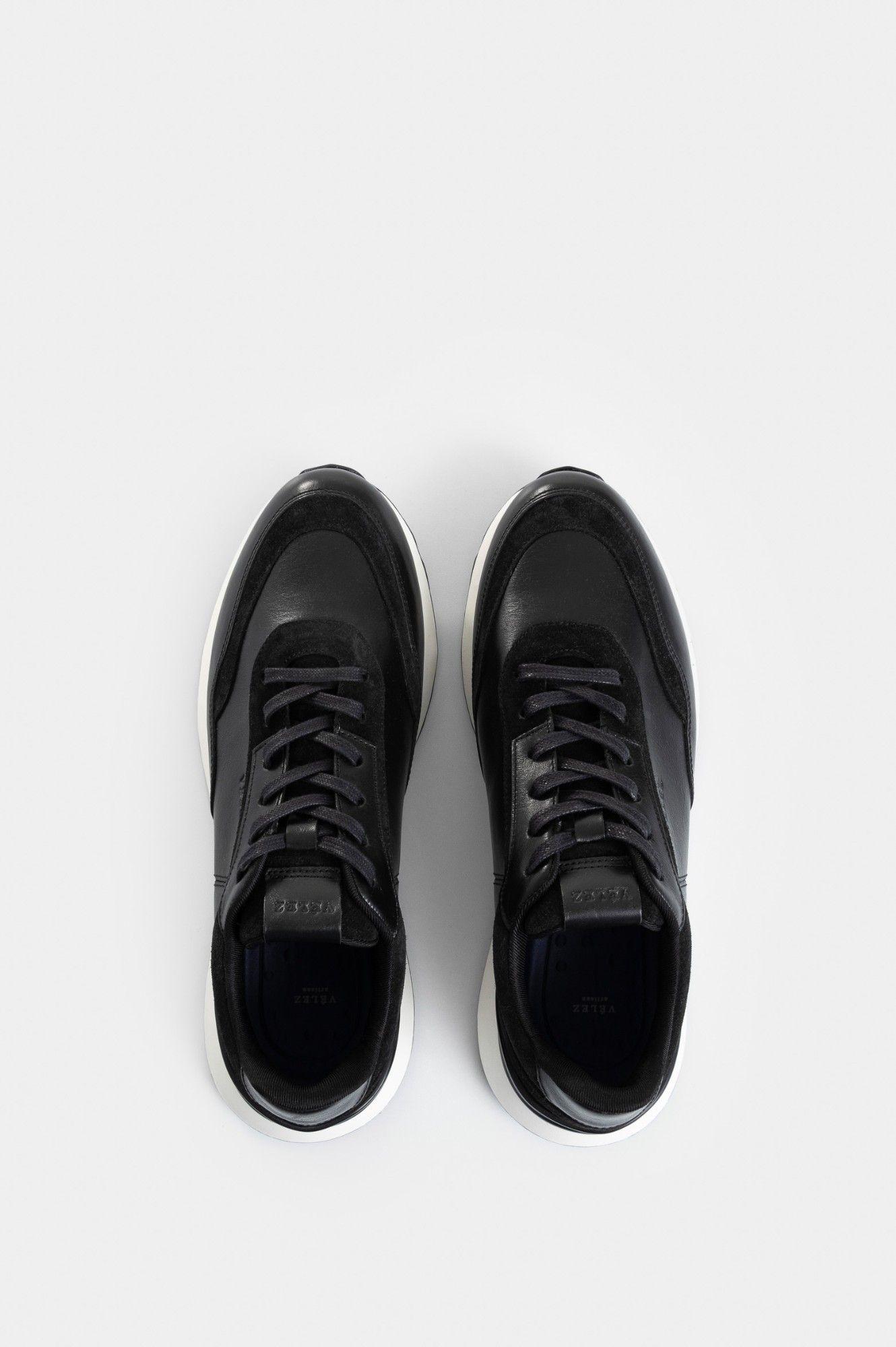 Vélez Zapatillas Monza 2 Cuero Hombre Artesanal Negro-3