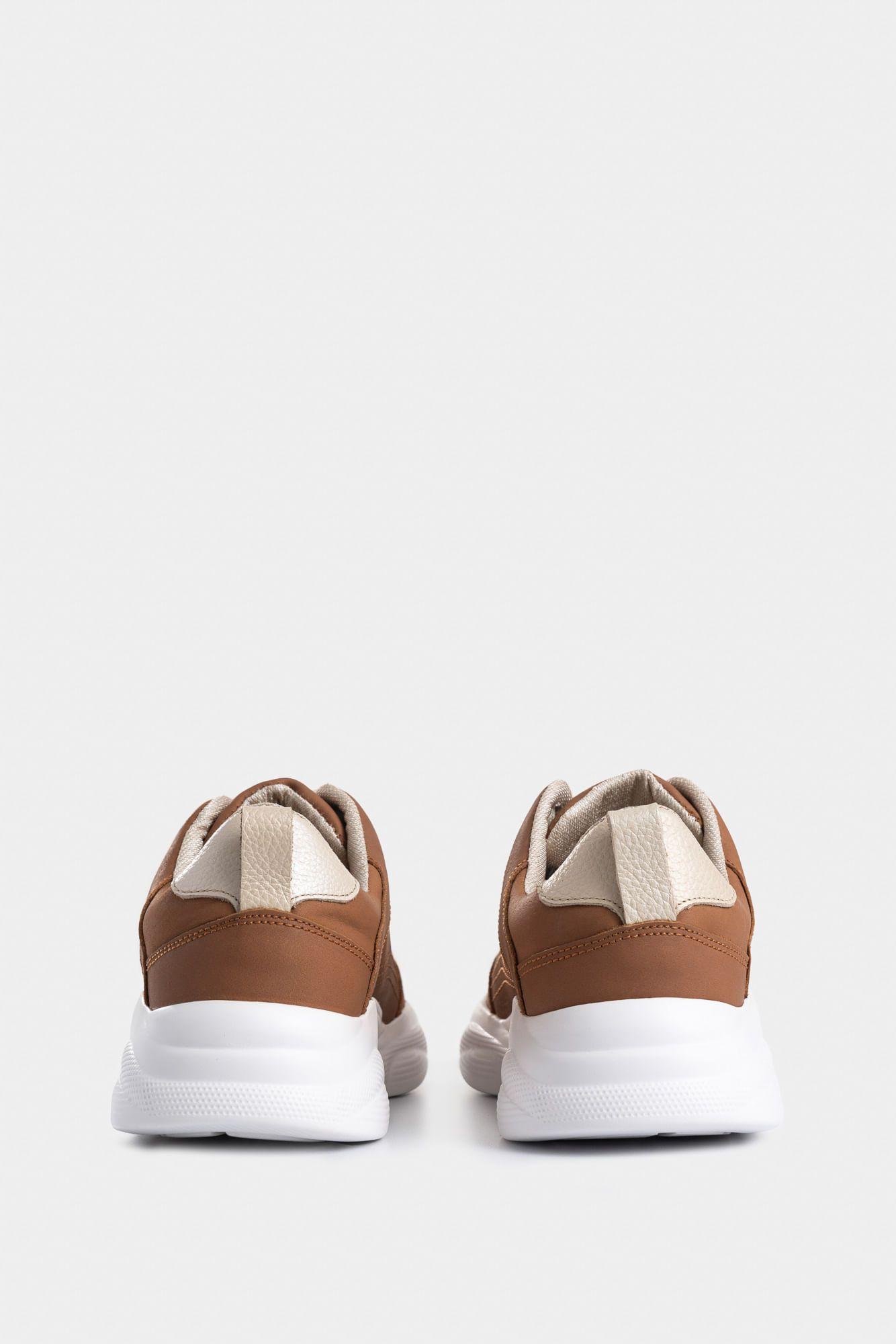 Vélez Zapatillas Mori De Cuero  Mujer Suela Deportiva Miel-2