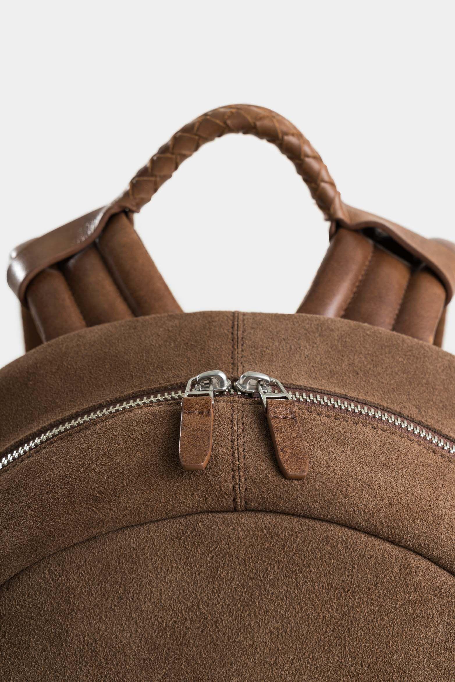 Vélez Mochila Bolet Cuero Gamuzado Hombre Manija Trzada Miel-3