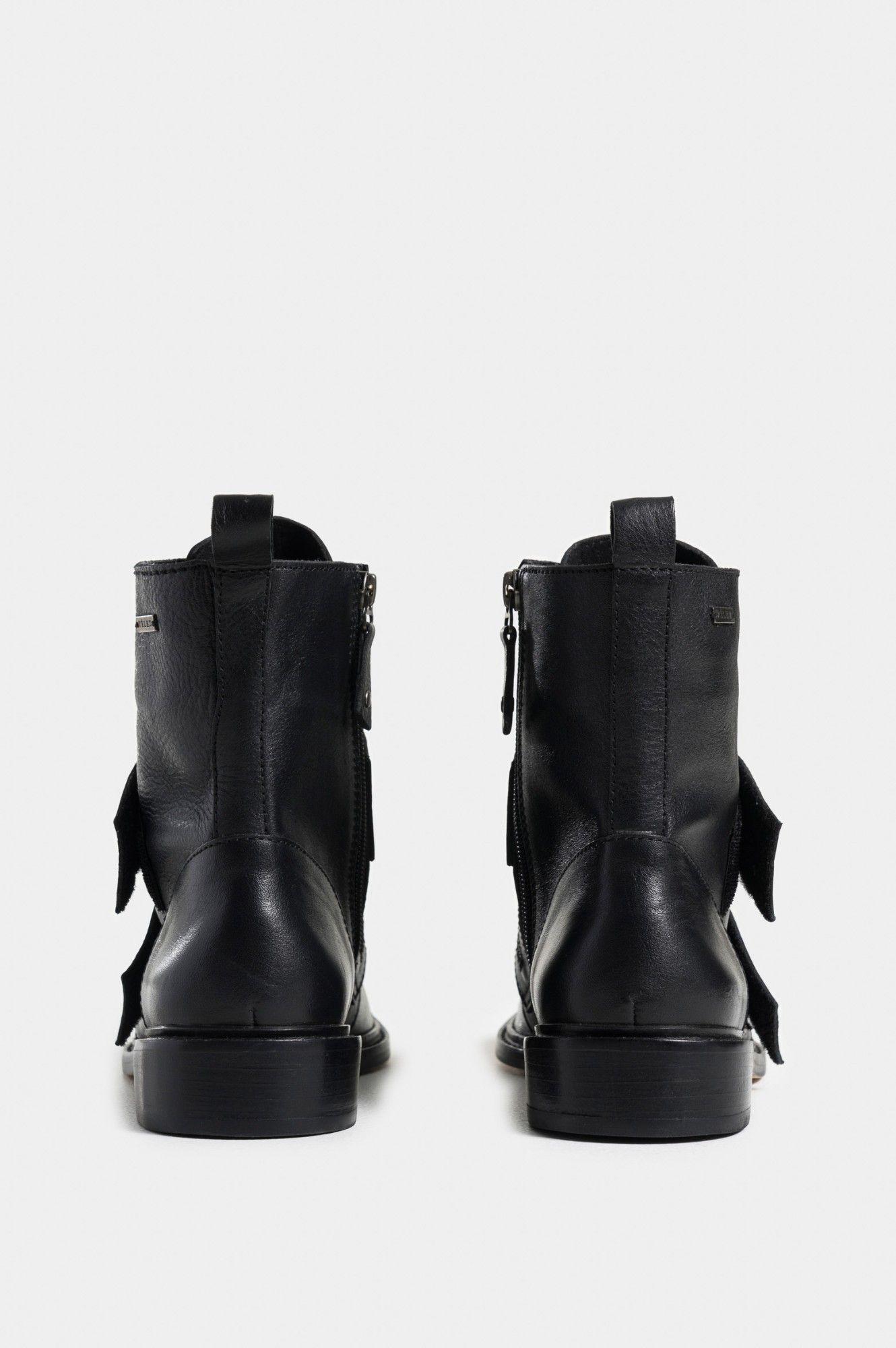 Vélez Botines Mentha De Cuero  Mujer Silueta Militar Negro-2