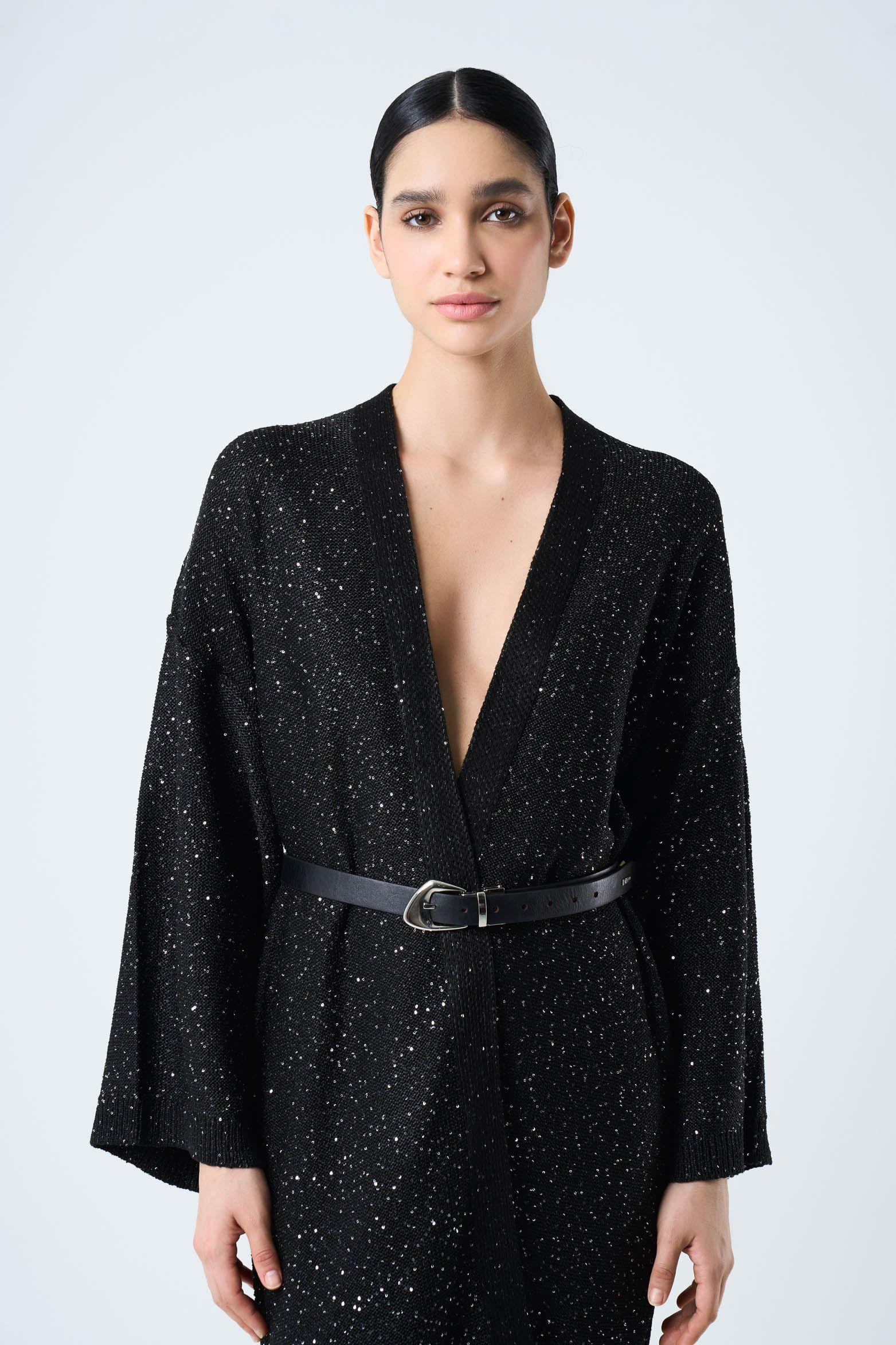 Vélez Cárdigan Antares Para Mujer Tejido Negro-3