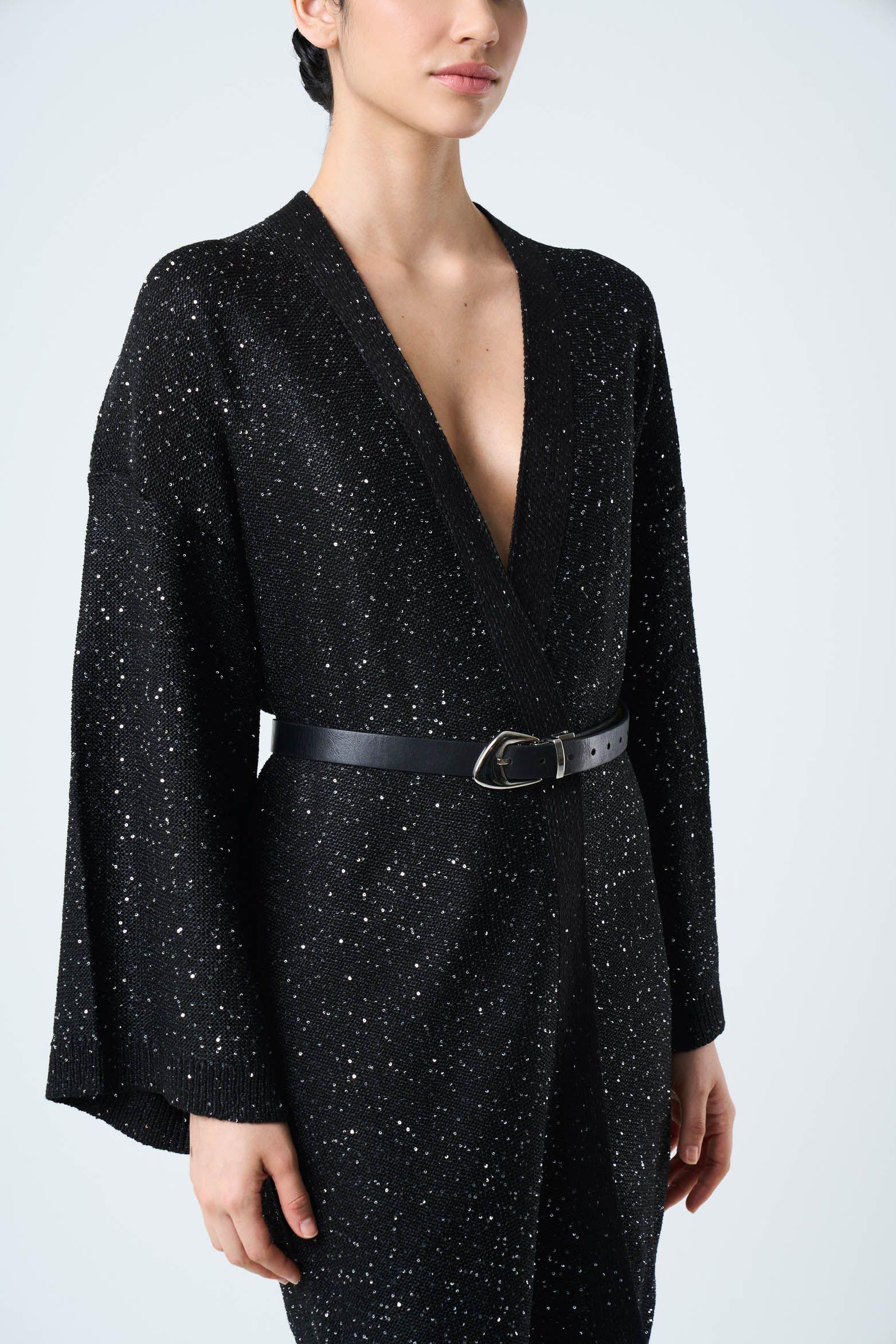 Vélez Cárdigan Antares Para Mujer Tejido Negro-4