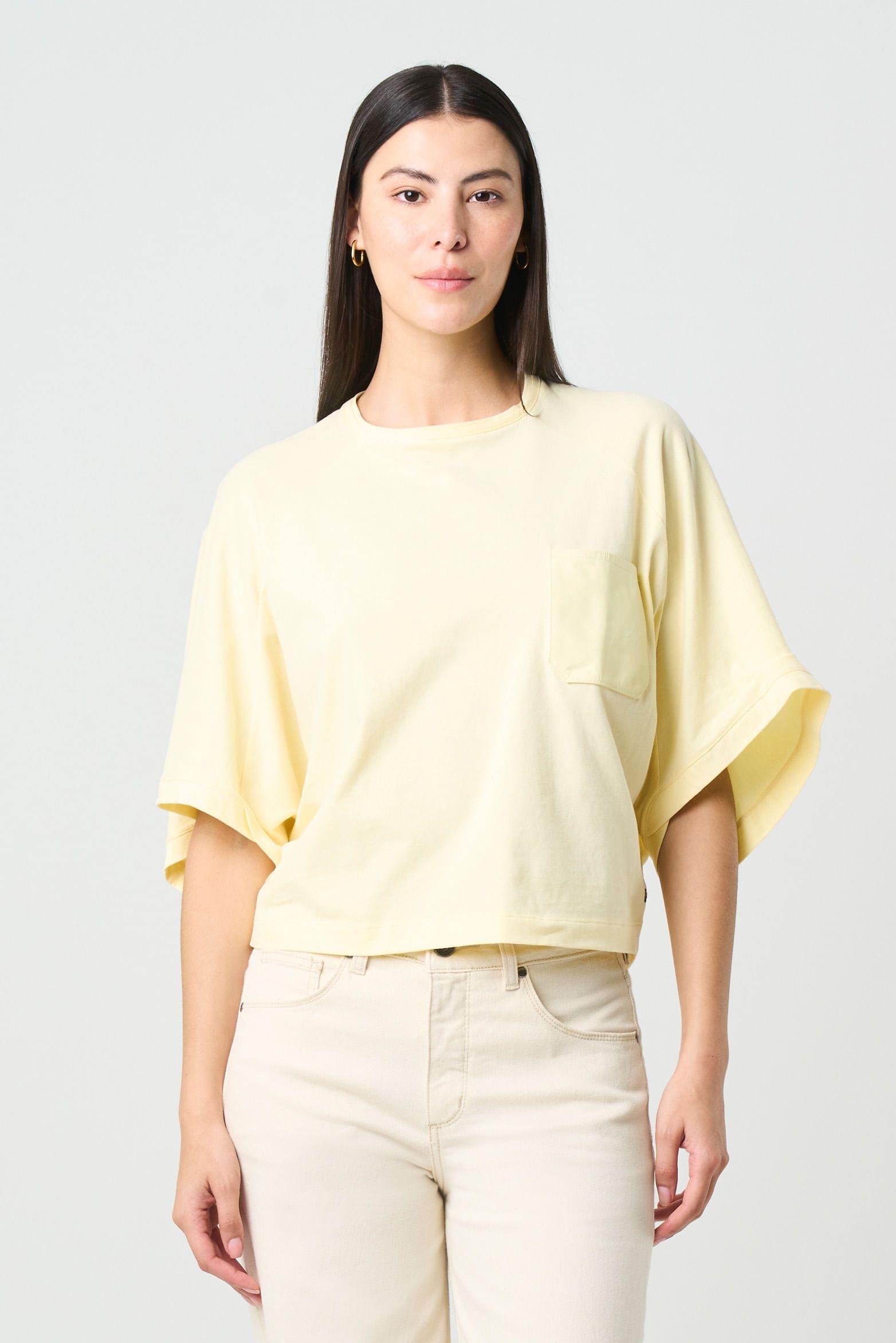 Vélez Camiseta Ópalo Para Mujer Manga Ranglan Amarillo-0