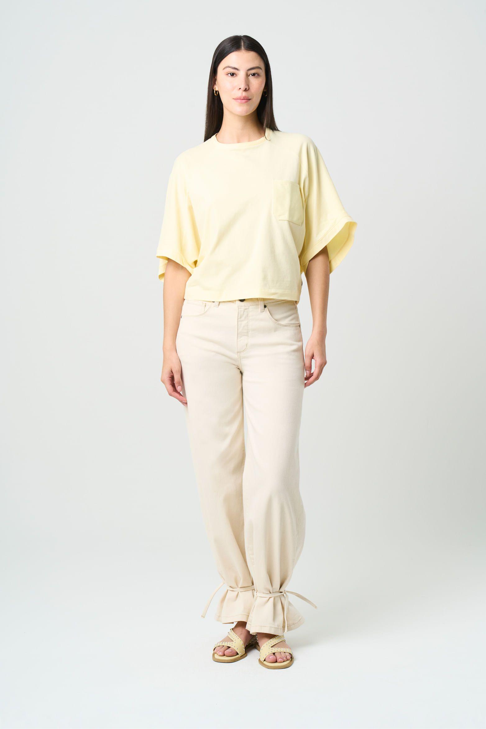 Vélez Camiseta Ópalo Para Mujer Manga Ranglan Amarillo-3