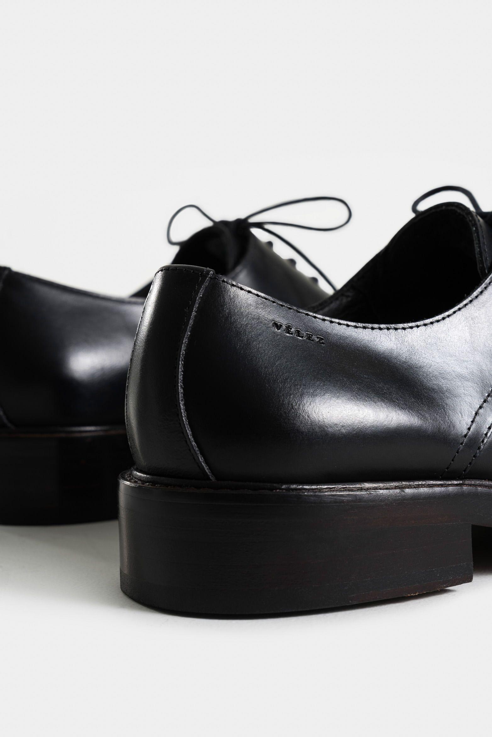 Vélez Zapatos Cordón Lunar Cuero Liso Hombre Negro-4