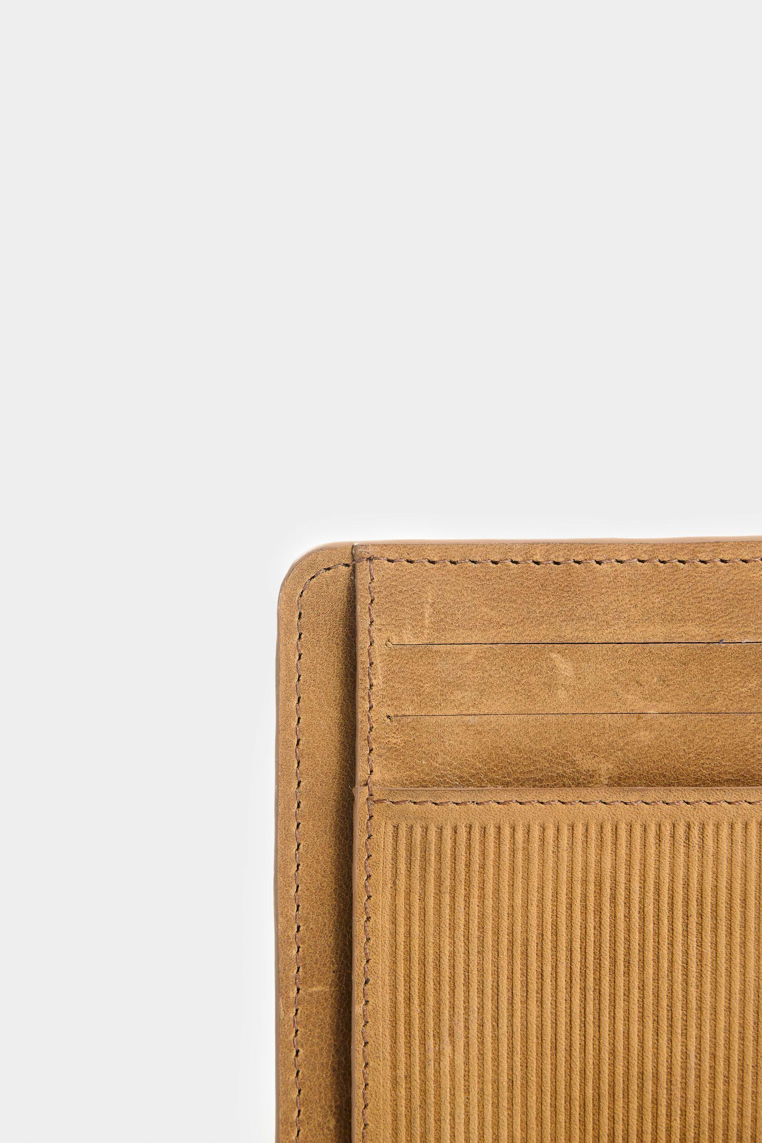 Vélez Porta Tarjetas Vértice Cuero Hombre Detalle Rayas Miel-4