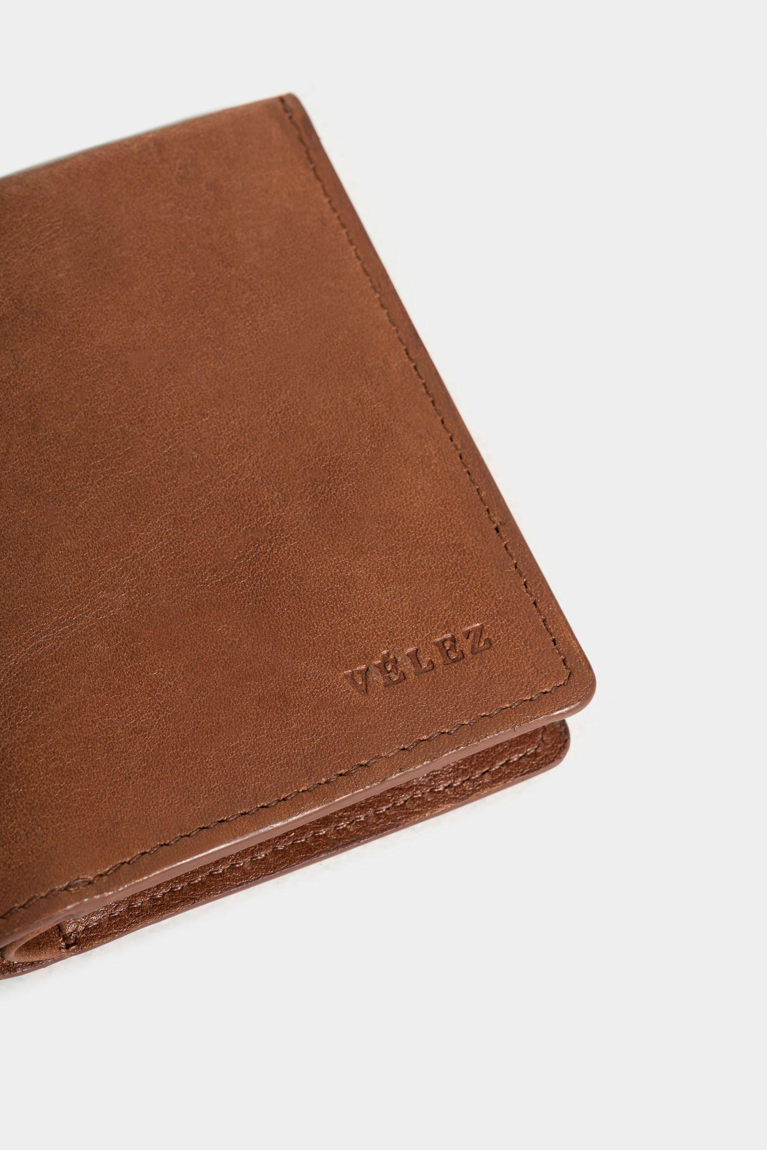 Vélez Billetera Arabia De Cuero Hombre Con Monedero Miel-3