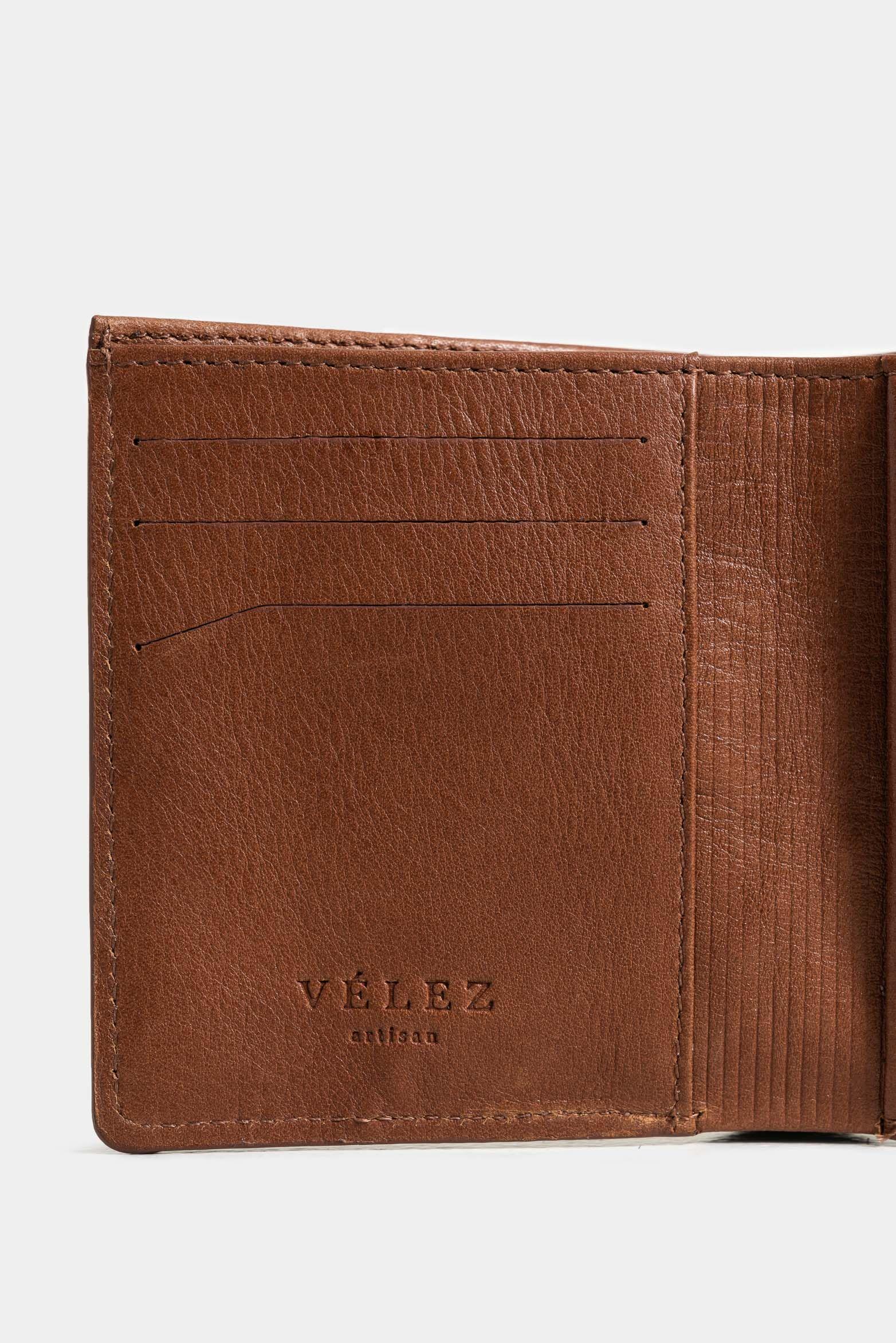 Vélez Billetera Arabia De Cuero Hombre Con Monedero Miel-4