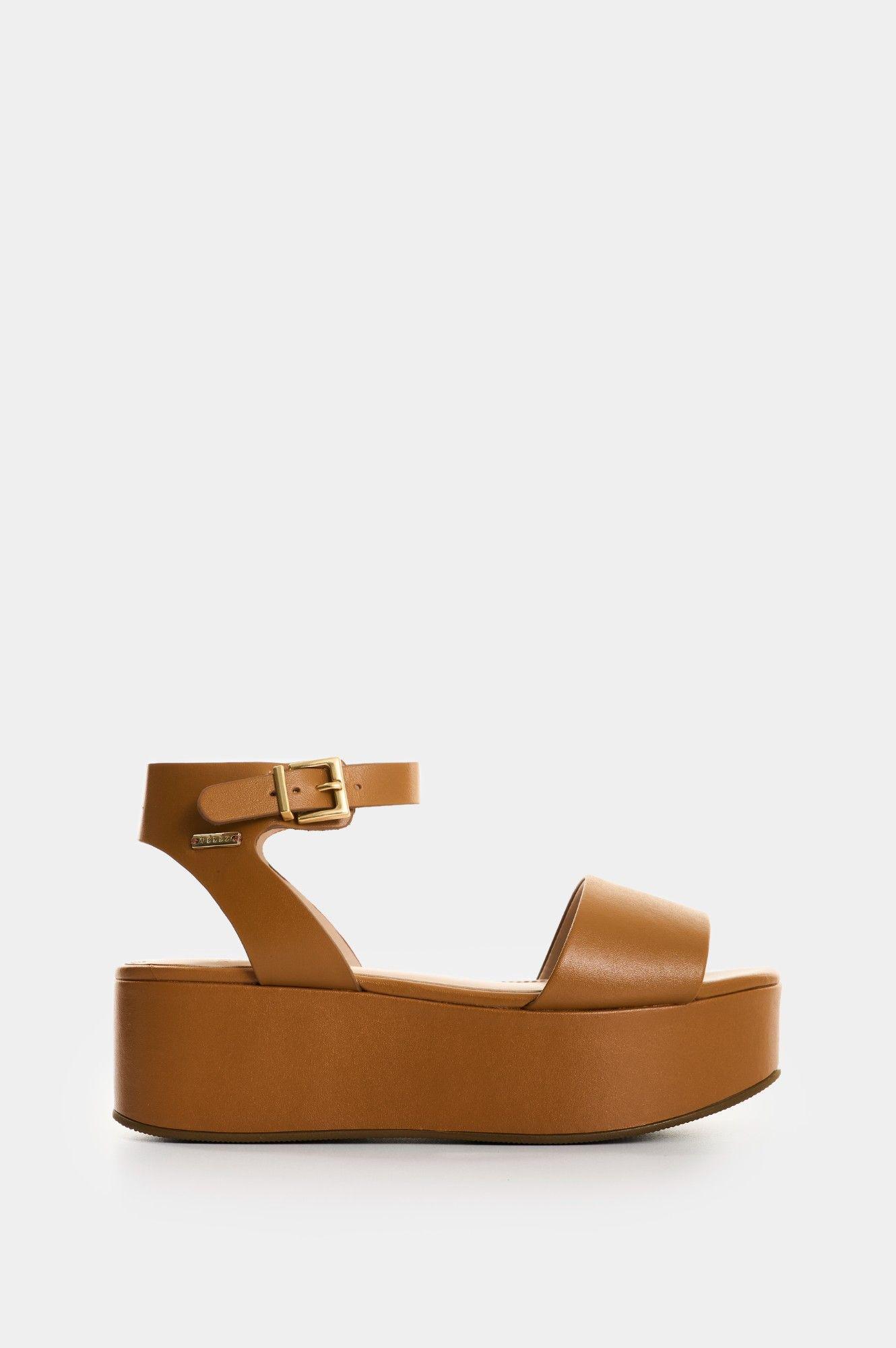 Vélez Sandalia Plataforma De Cuero Para Mujer Soren Miel-0