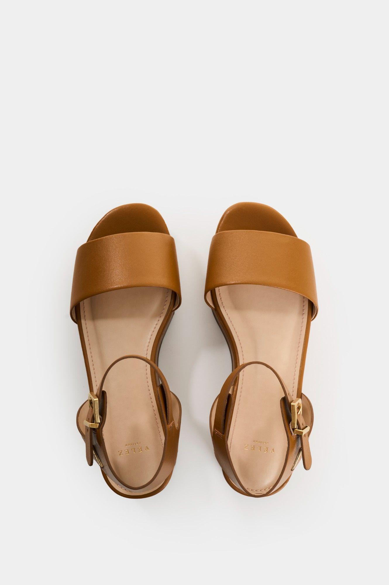 Vélez Sandalia Plataforma De Cuero Para Mujer Soren Miel-3