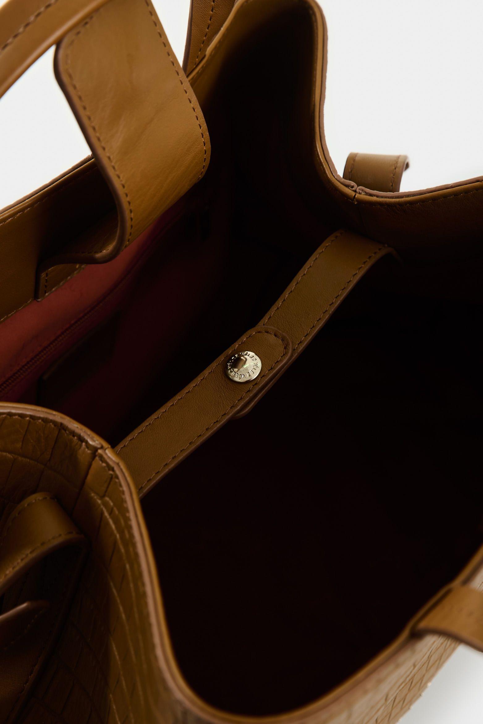 Vélez Bowling Calafate De Cuero Para Mujer Grabado Miel-4