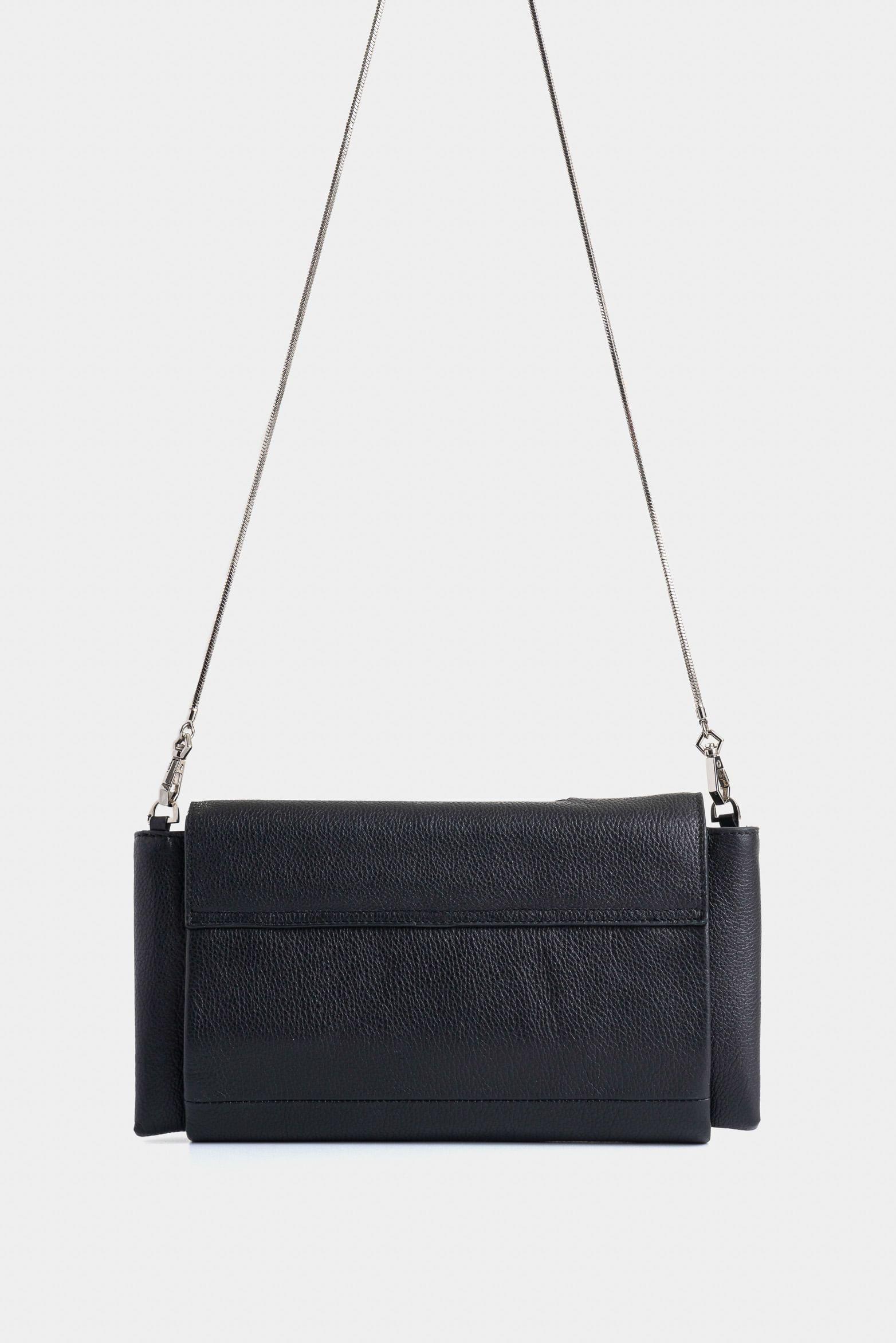Vélez Cartera Mentha De Cuero Mujer Detalle Tejido Negro-2