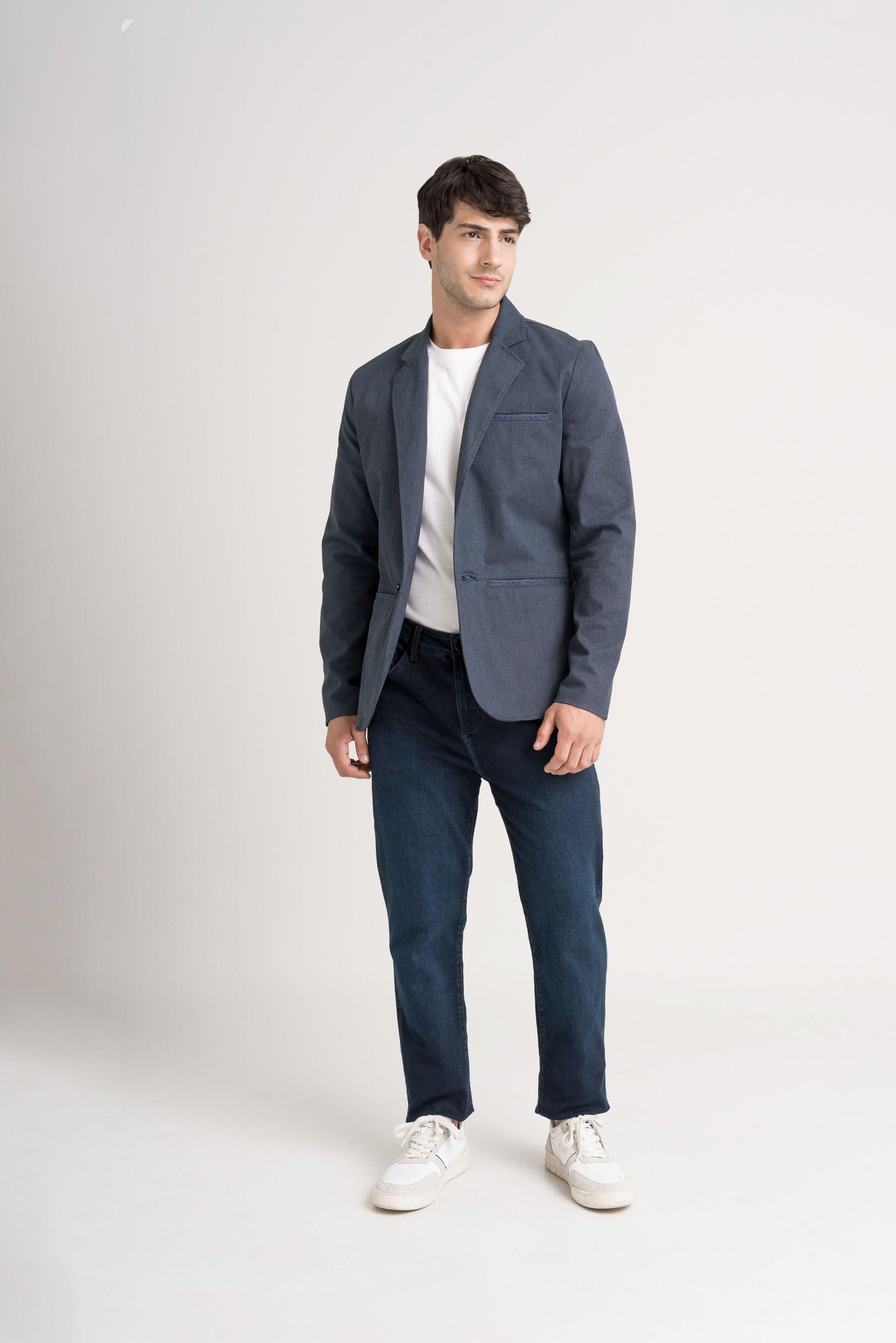 Vélez Blazer SoftTouch Paño Hombre Silueta Semi Fitted Azul-1
