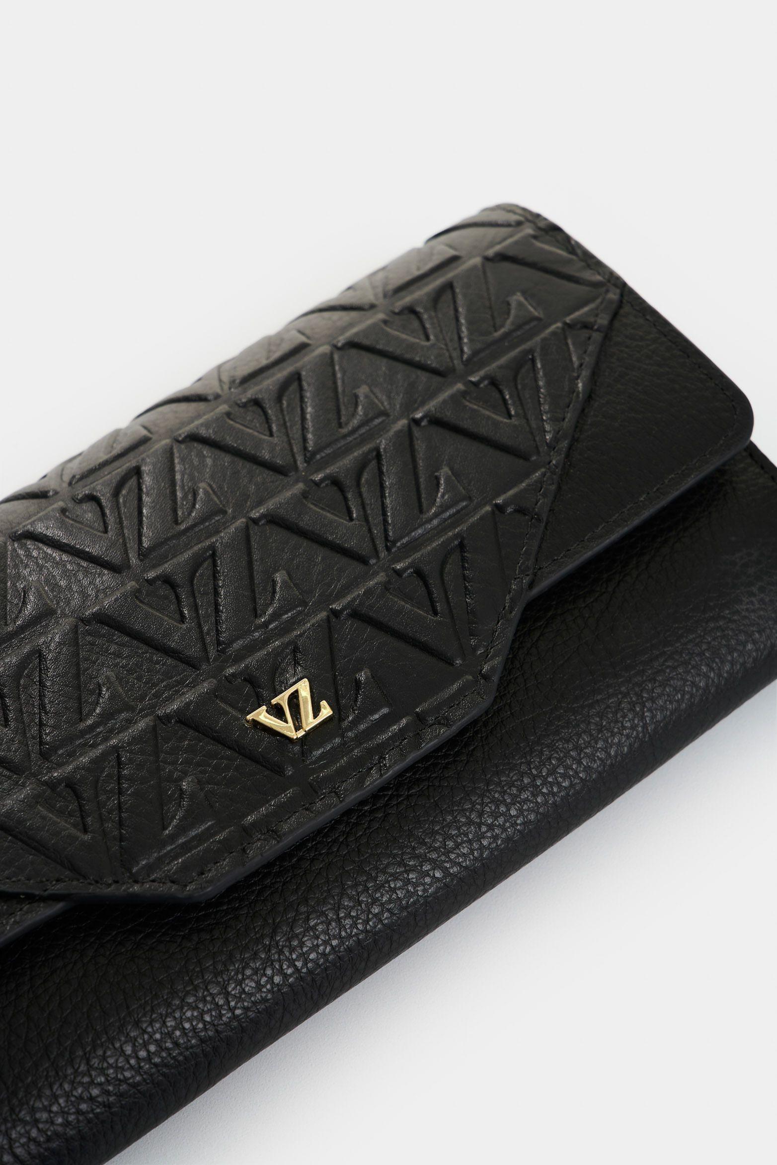 Vélez Porta Chequera De Cuero Para Mujer Damasco Negro-3