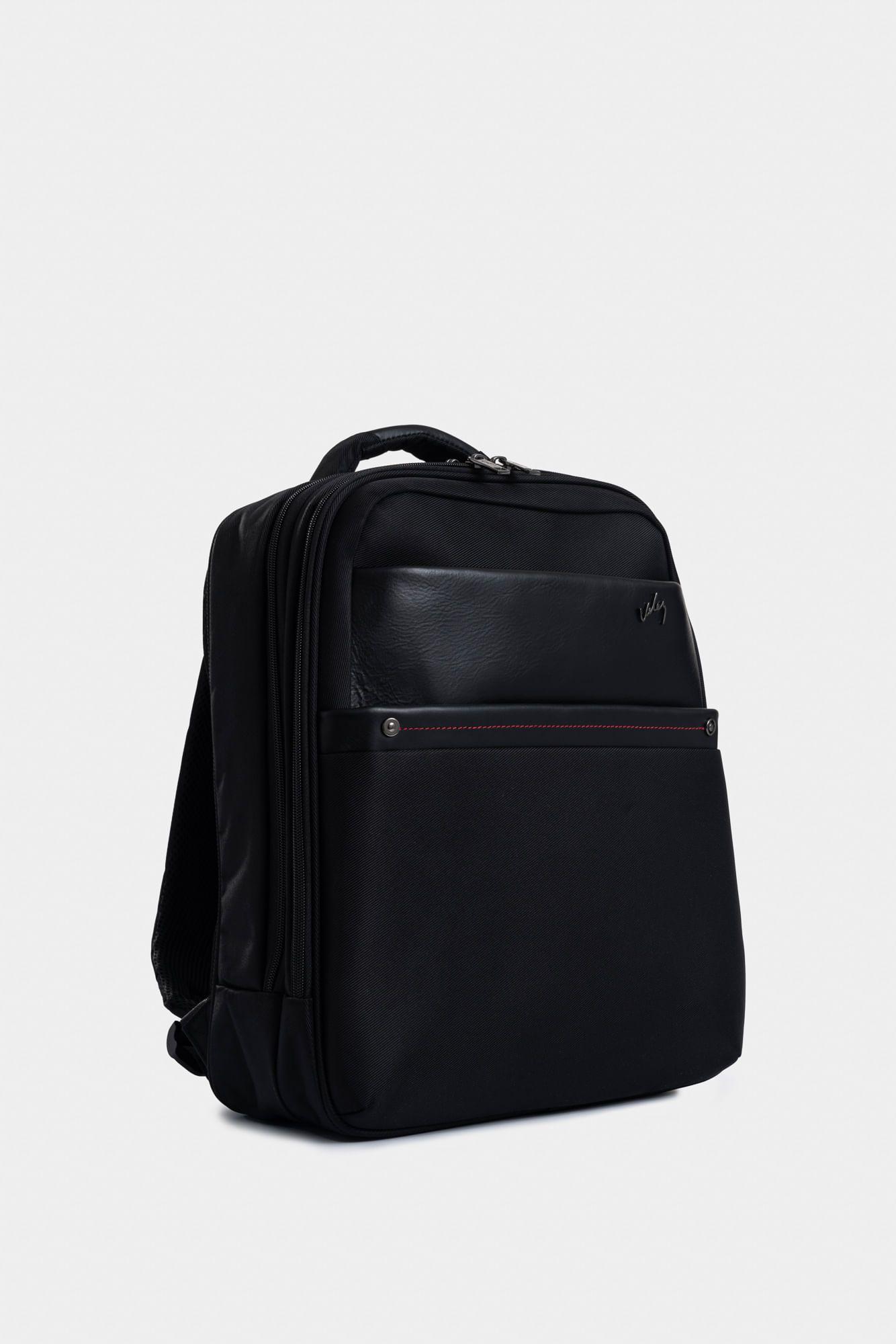 Vélez Mochila Premium Lona Monocromático Negro-1