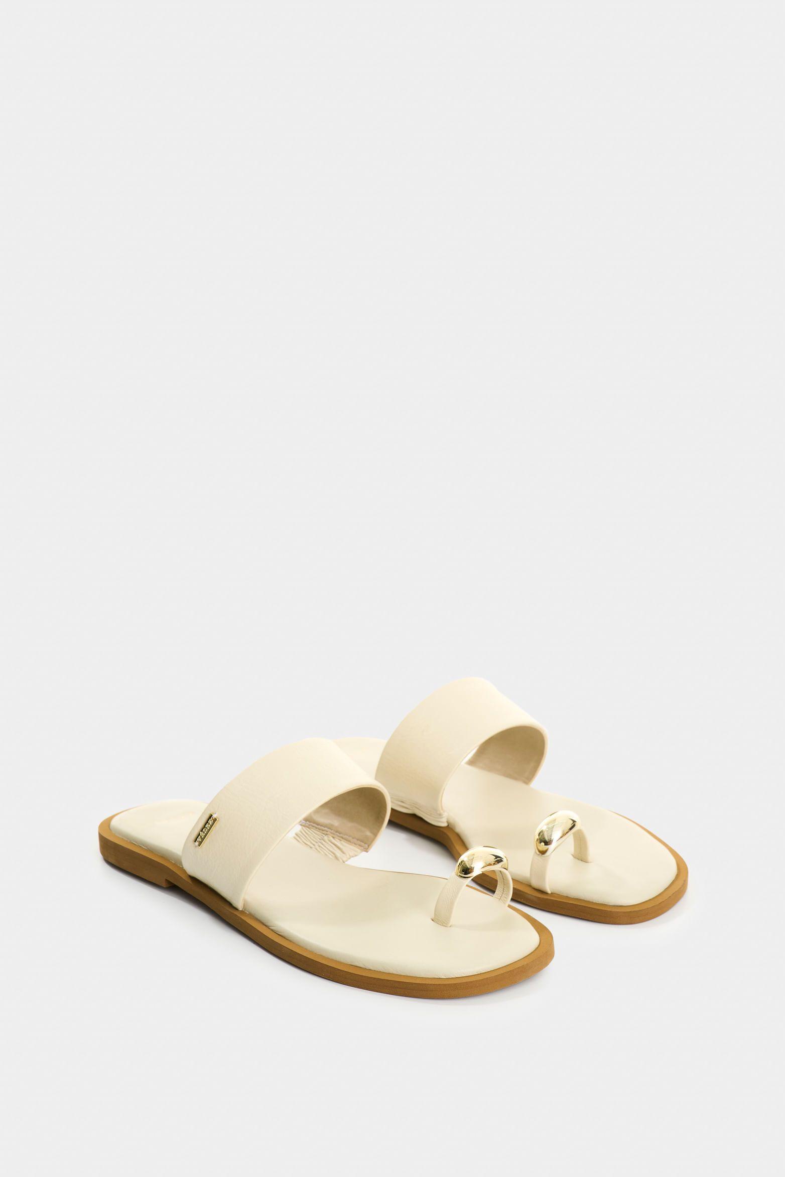 Vélez Sandalia Plana De Cuero  Mujer Thala Beige-1