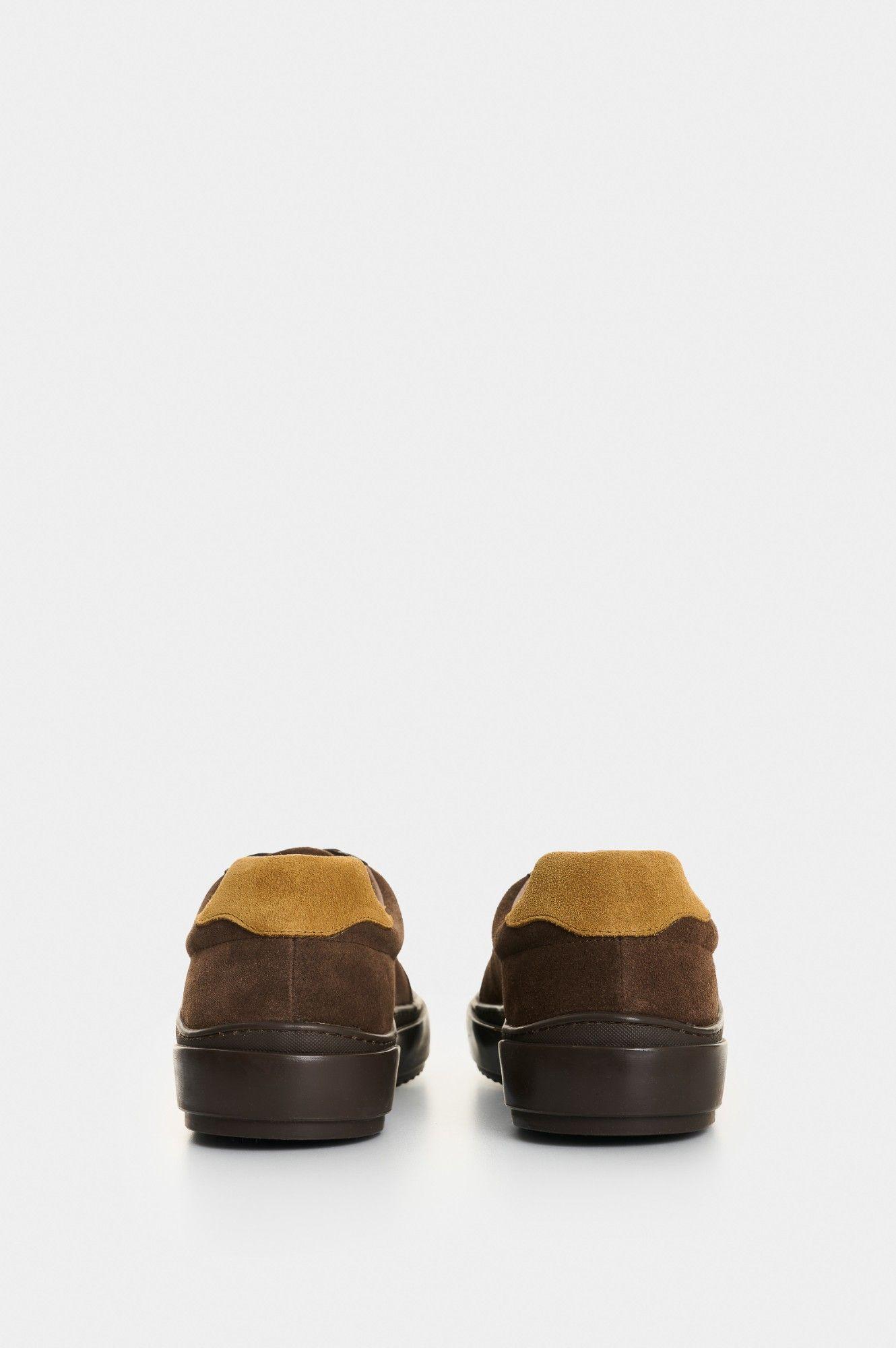 Vélez Zapatilla Tenis Clima Cuero Hombre Efecto Escribiente Café-2