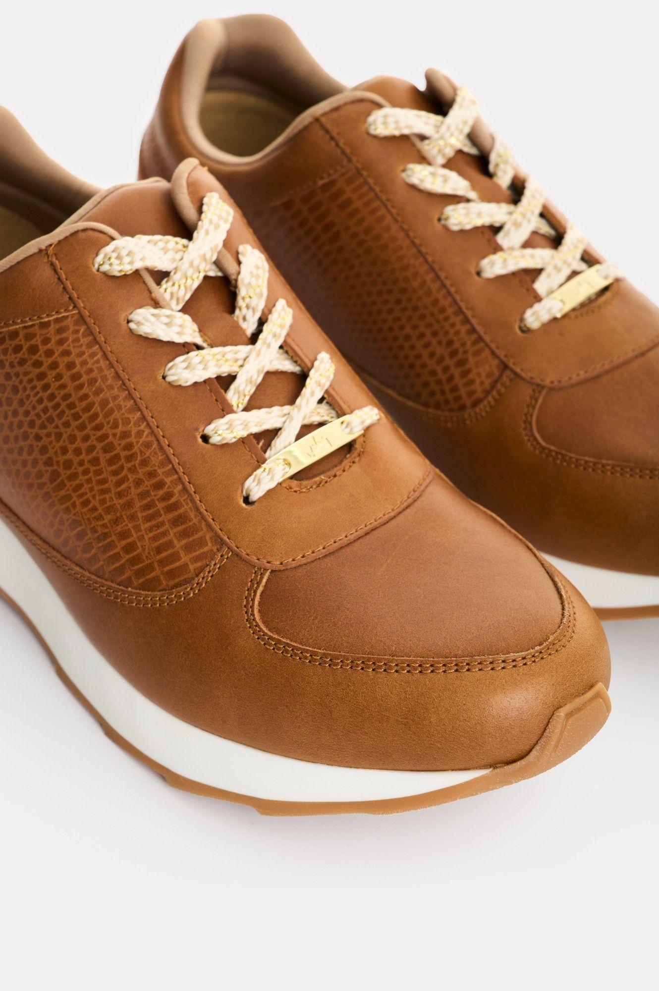 Vélez Zapatillas Cuero Detalle Grabado Mujer Tropical2 Miel-4