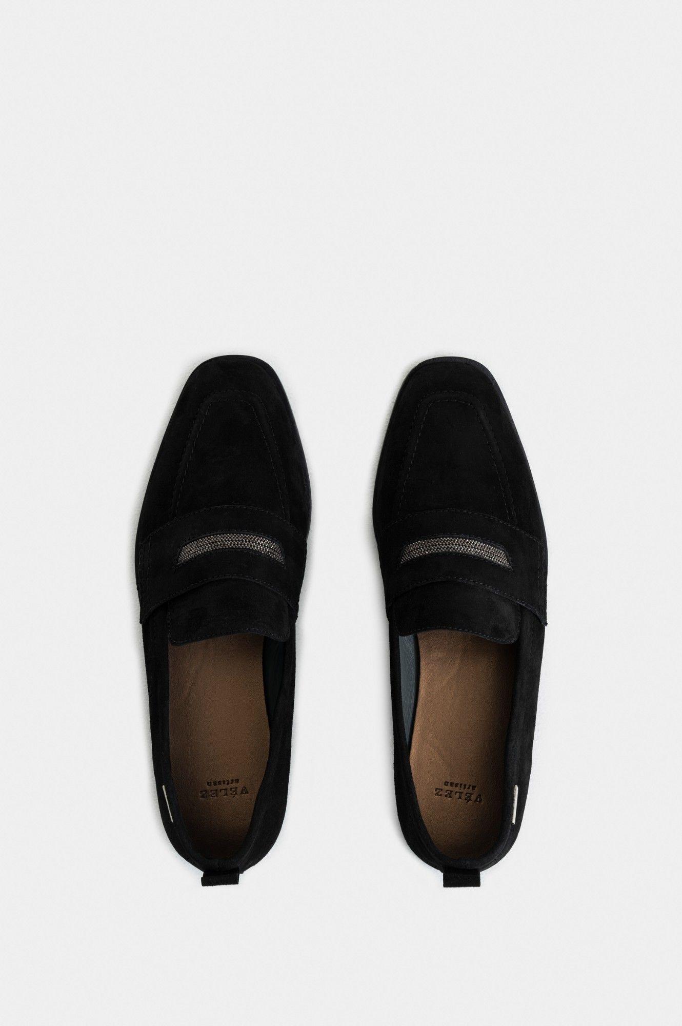 Vélez Mocasín Elásticos Elio Gamuza Mujer Millaré Negro-7