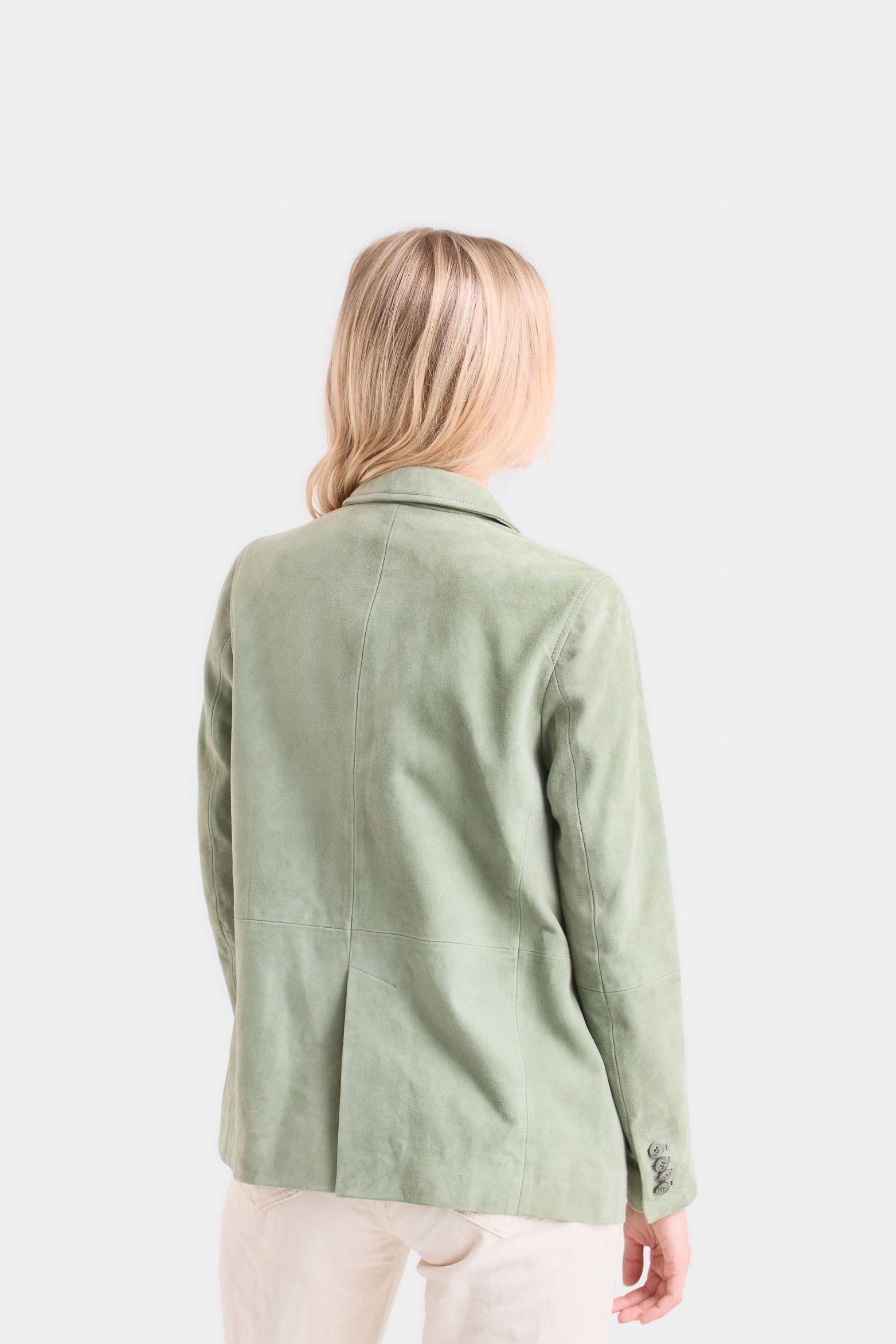 Vélez Blazer Gobi Gamuza Mujer Bolsillo Ribete Agua Marina-4