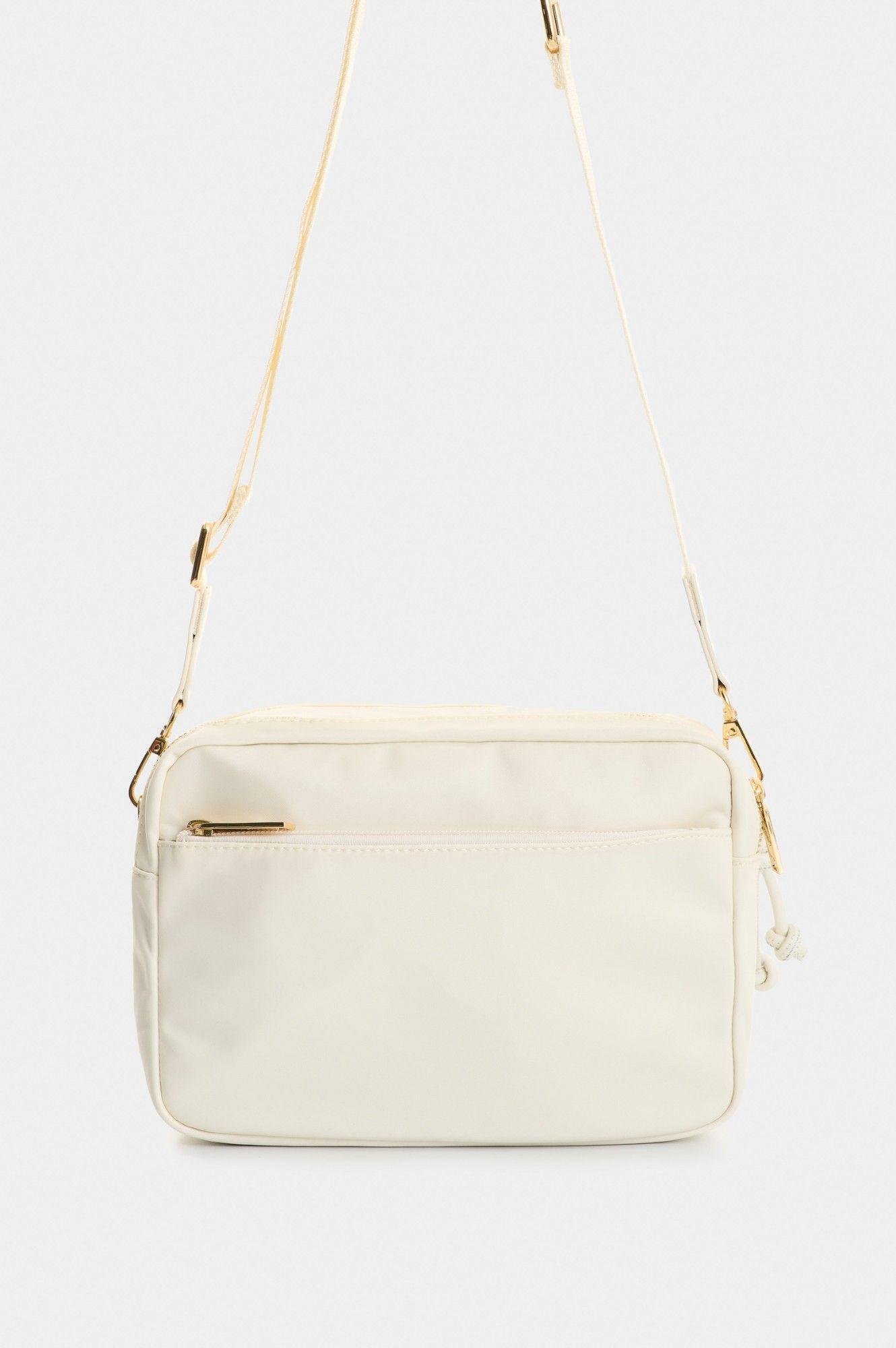 Vélez Cartera Bandolera En Lona Y Cuero  Mujer Square Blanco-2