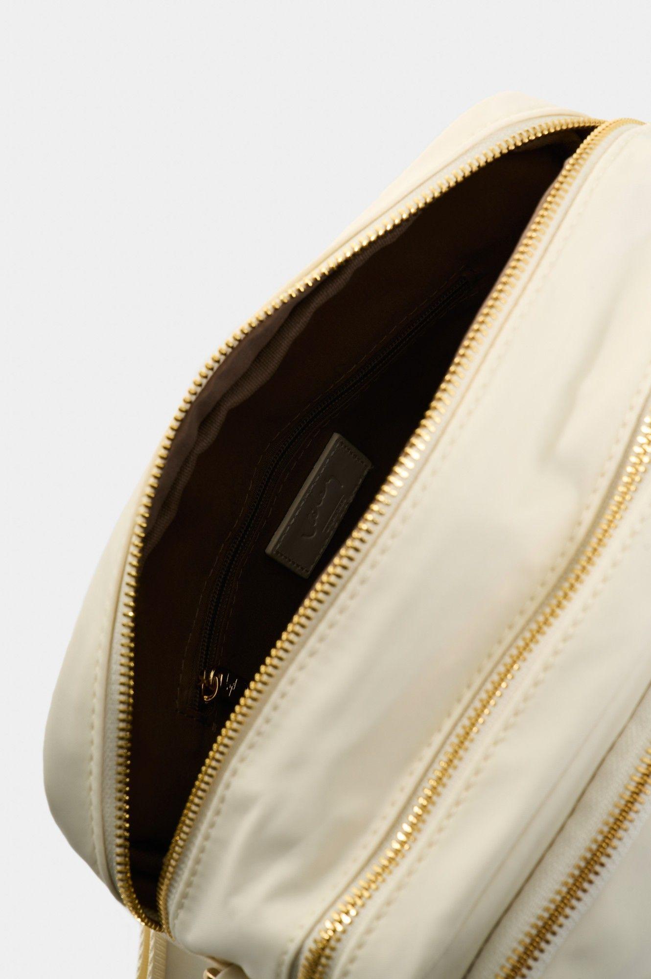 Vélez Cartera Bandolera En Lona Y Cuero  Mujer Square Blanco-4