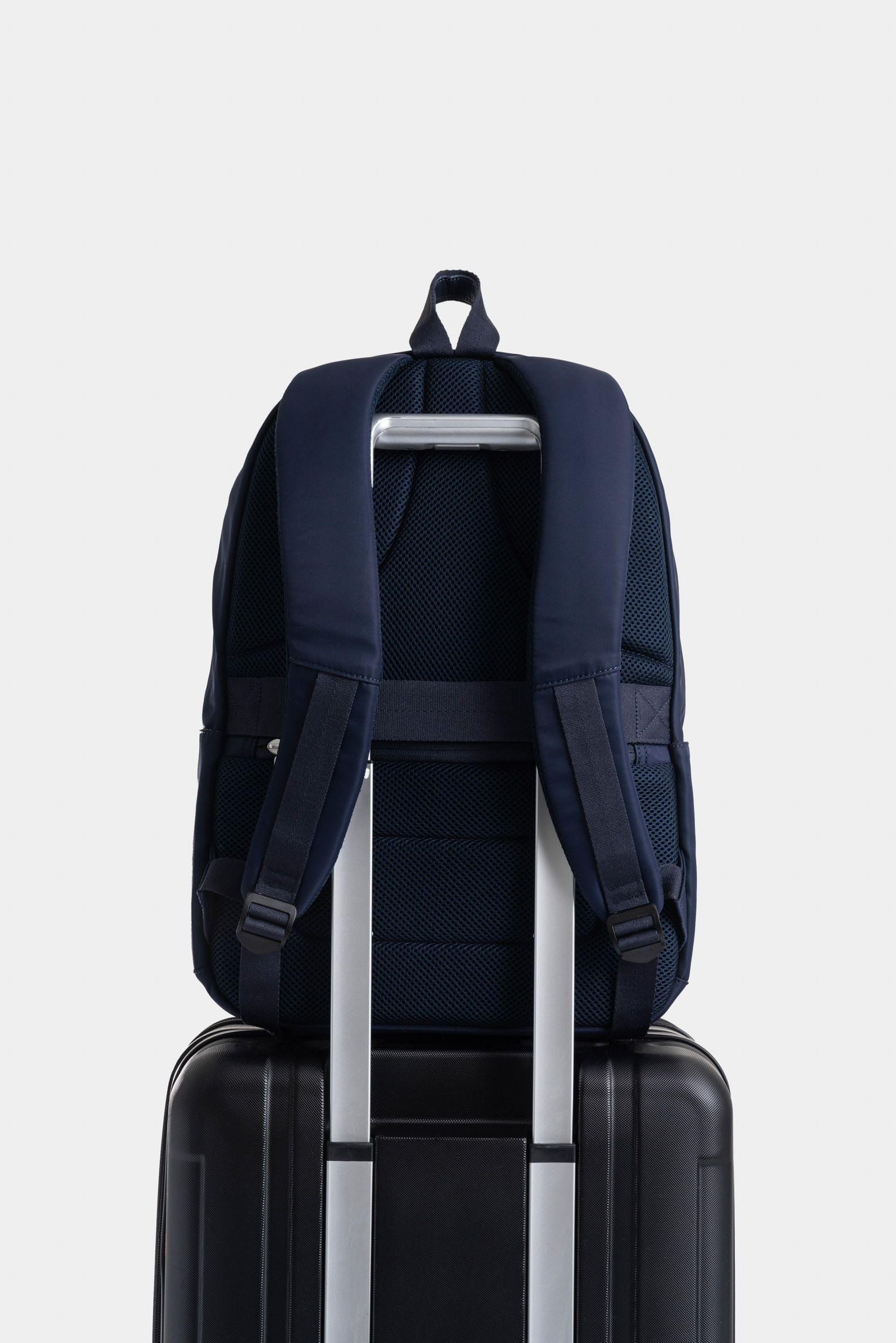 Vélez Mochila Sierra En Lona Hombre Manija Cuero Azul Oscuro-2
