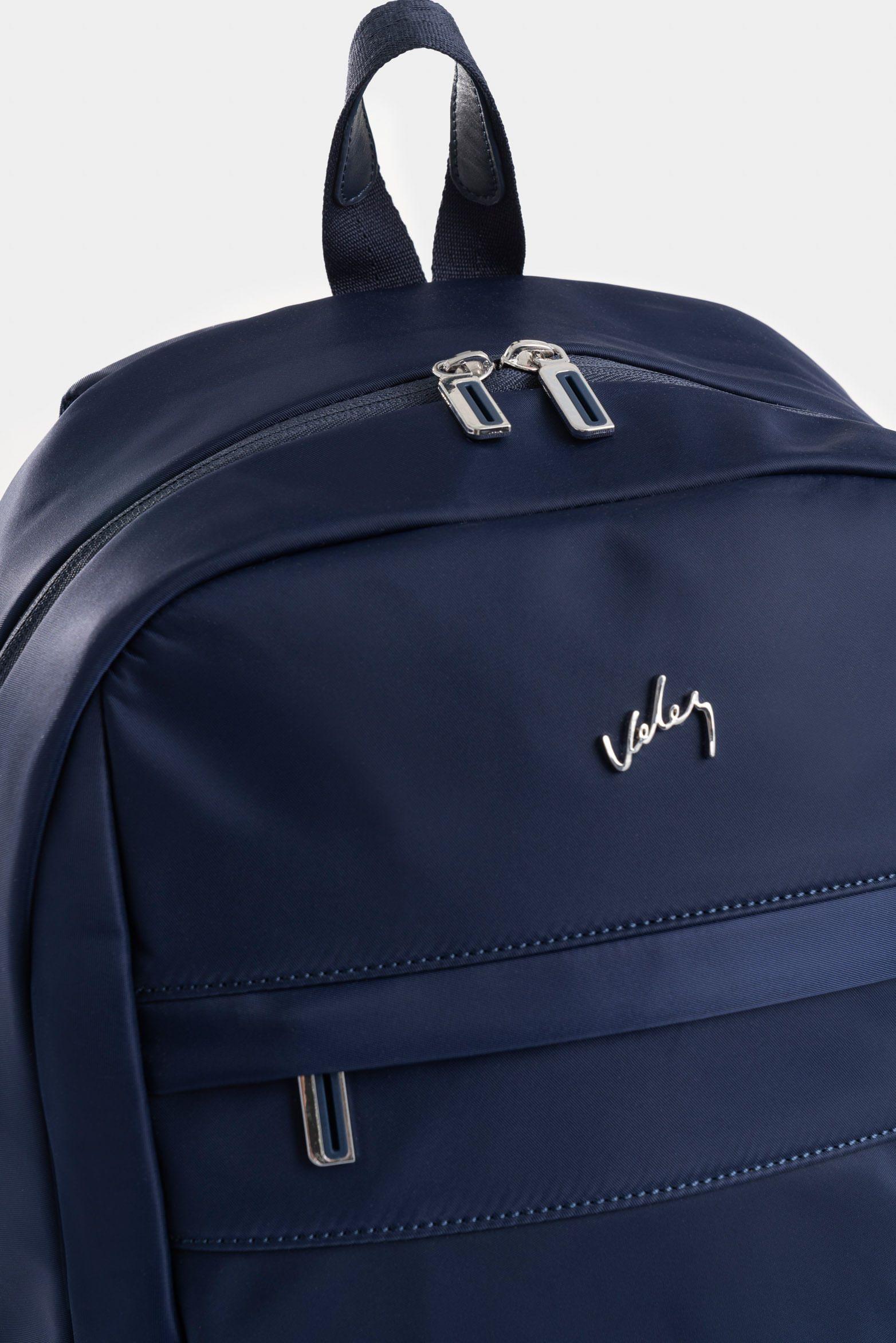 Vélez Mochila Sierra En Lona Hombre Manija Cuero Azul Oscuro-3