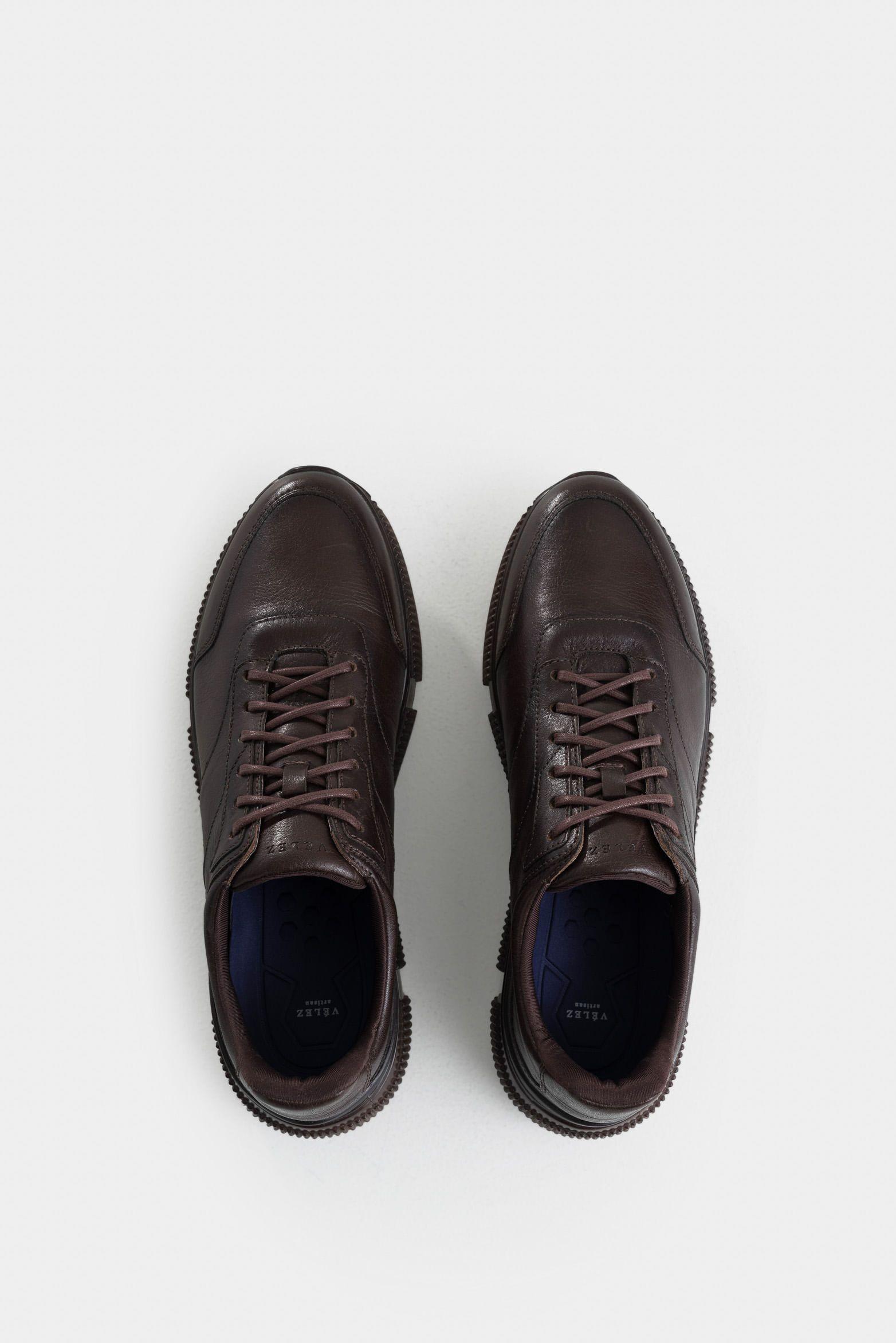 Vélez Zapatillas Bikal De Cuero  Hombre Silueta Casual Cafe-3