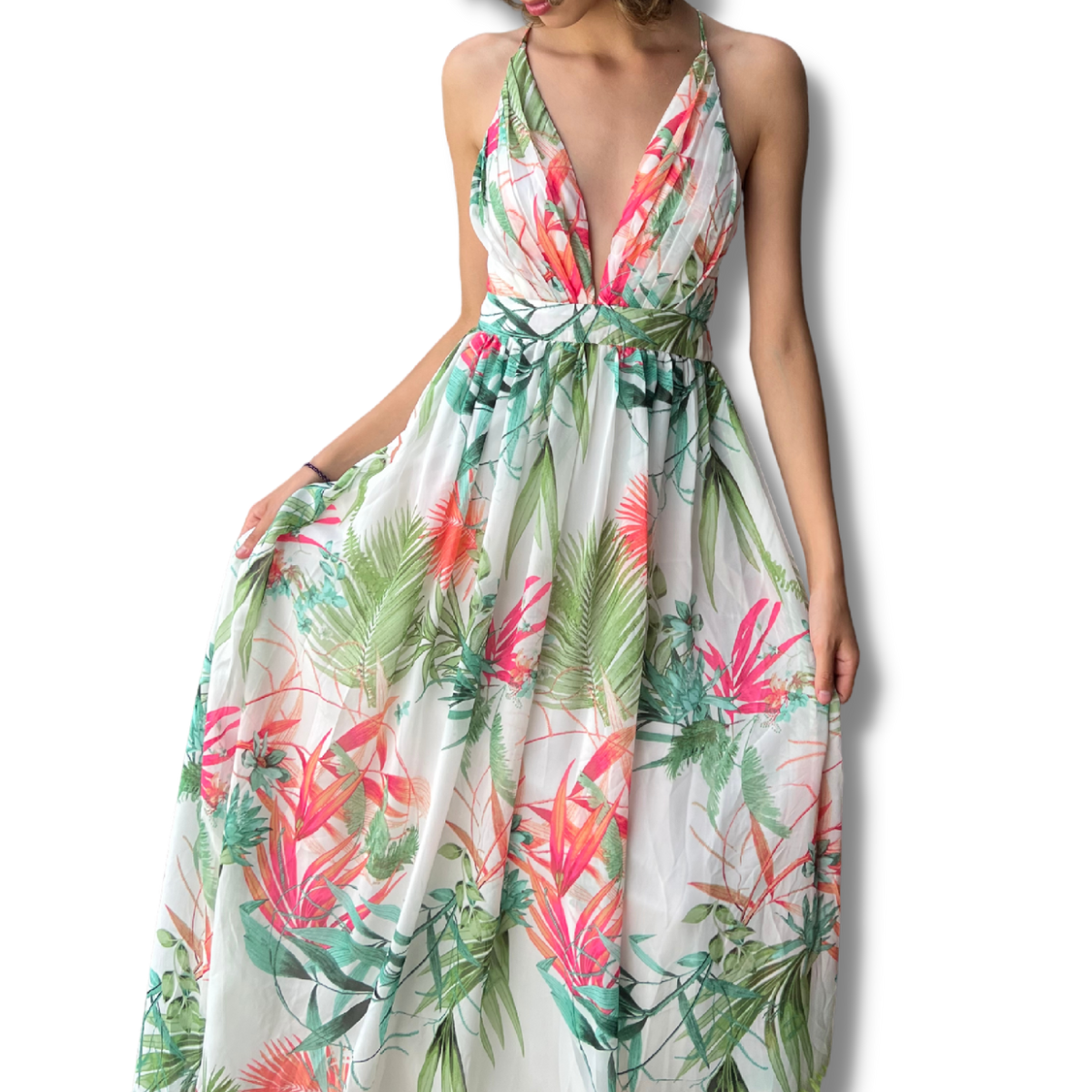 VESTIDO FIESTA GASA TIRANTES PABILO CRUZADOS-0