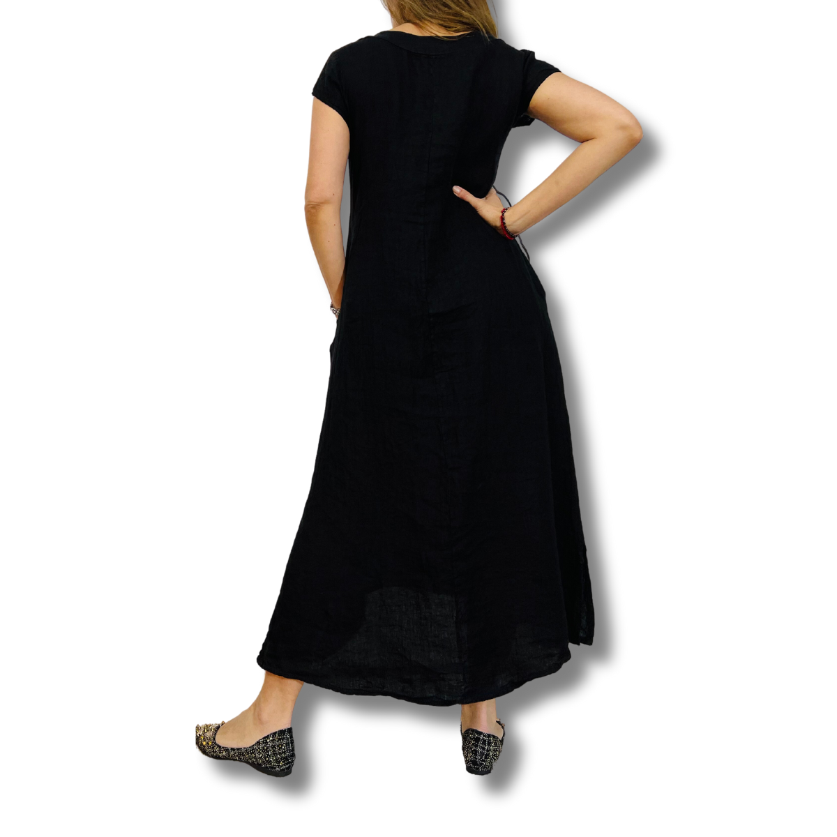 Vestido lino negro -2