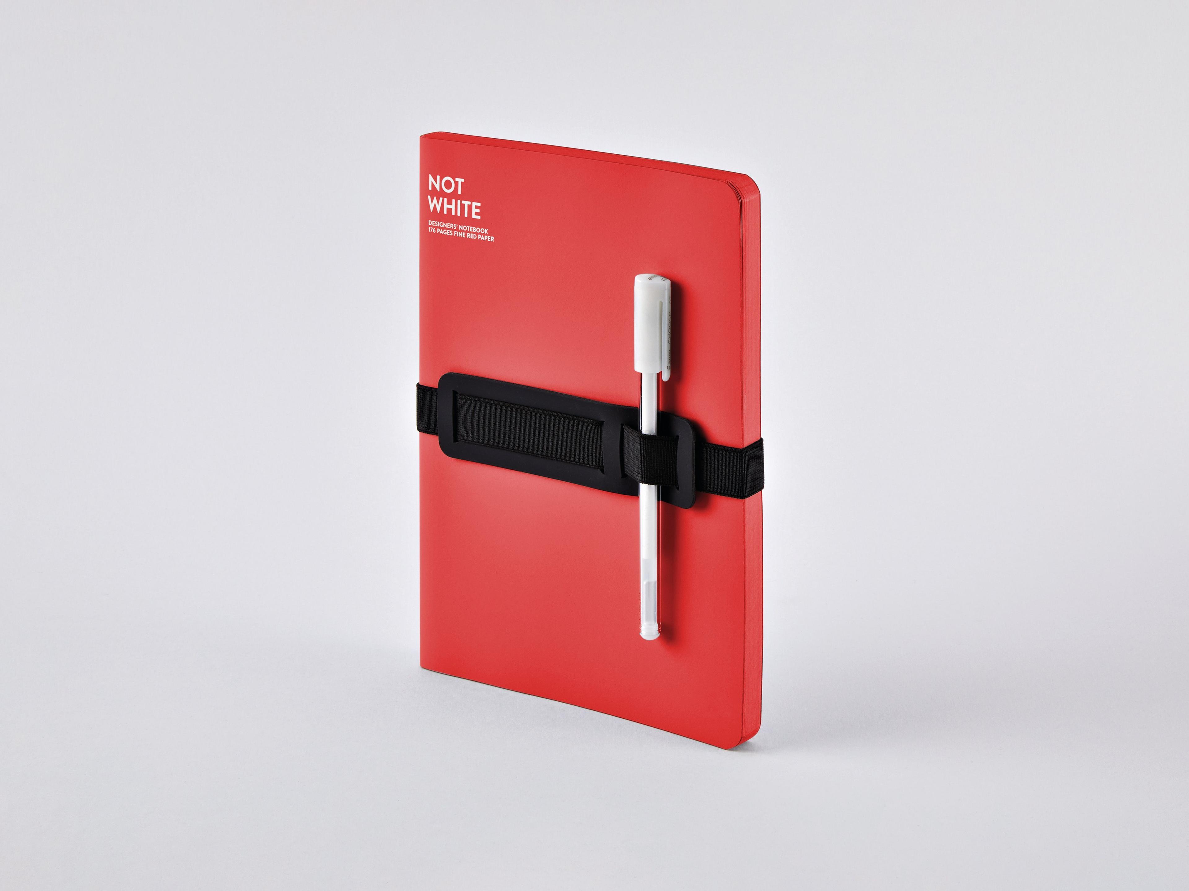 Cuaderno Not White Rojo Nuuna 176 páginas Banda Elástica Lápiz Gel Cubierta Cuero Reciclado-5