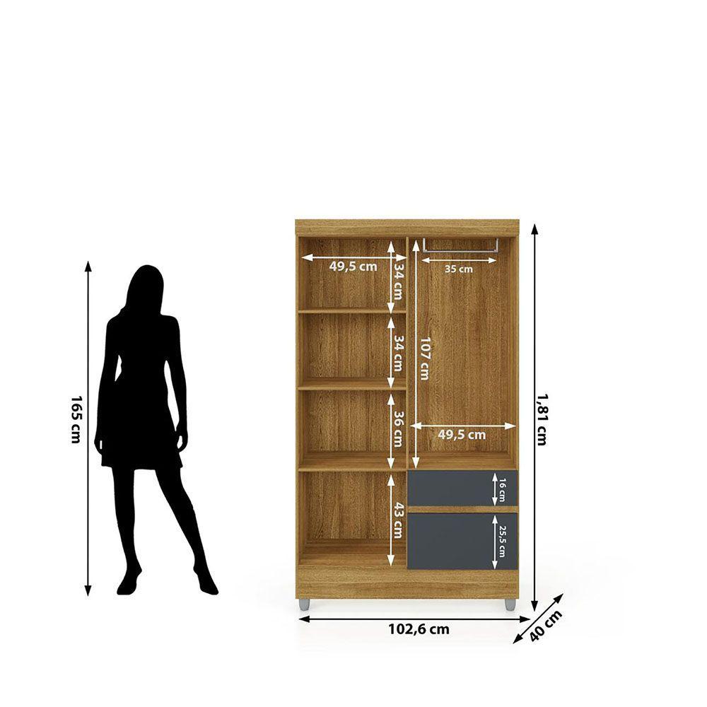 Closet Ideal 4 Puertas 2 Cajones Gris-6
