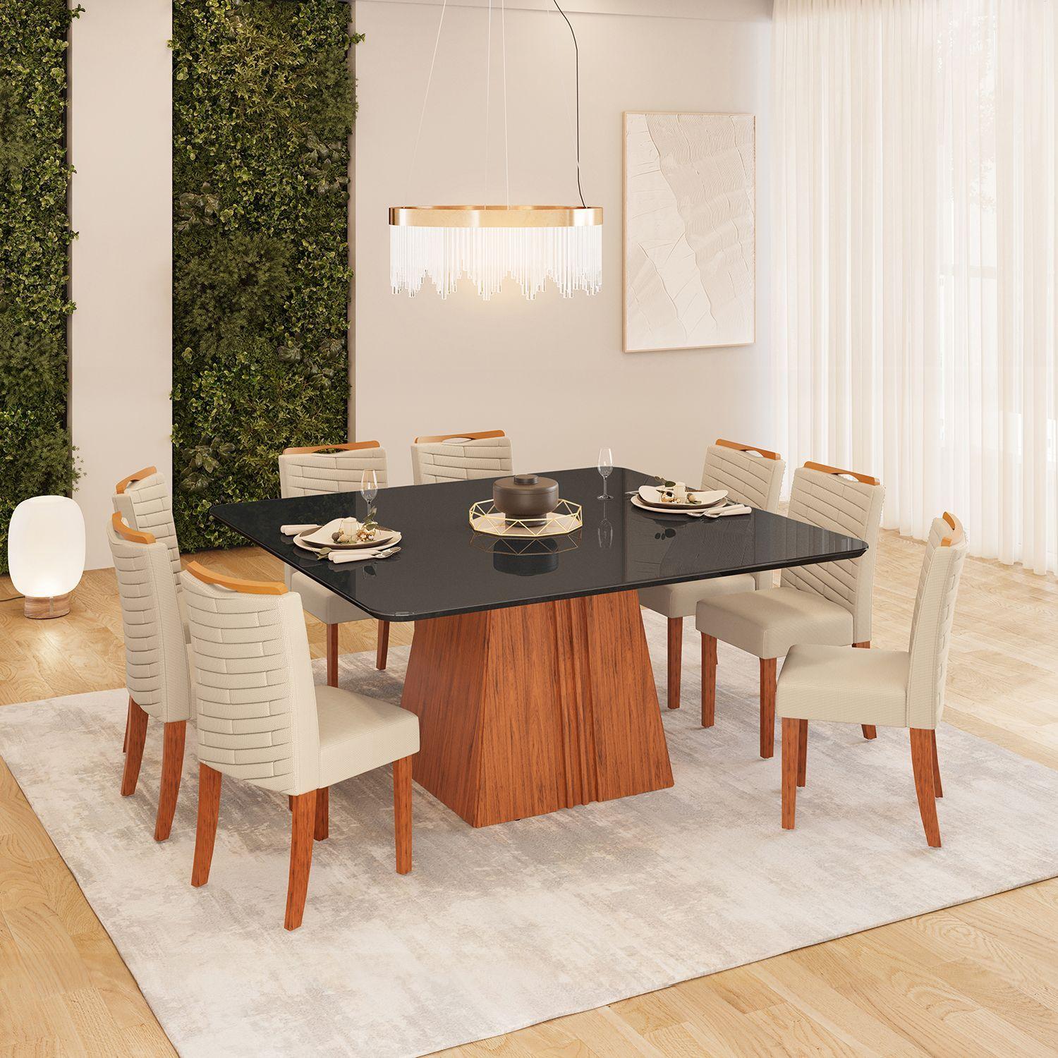 JUEGO COMEDOR VEKKAHOME ITALIA JULIA 8 SILLAS NEGRO-0