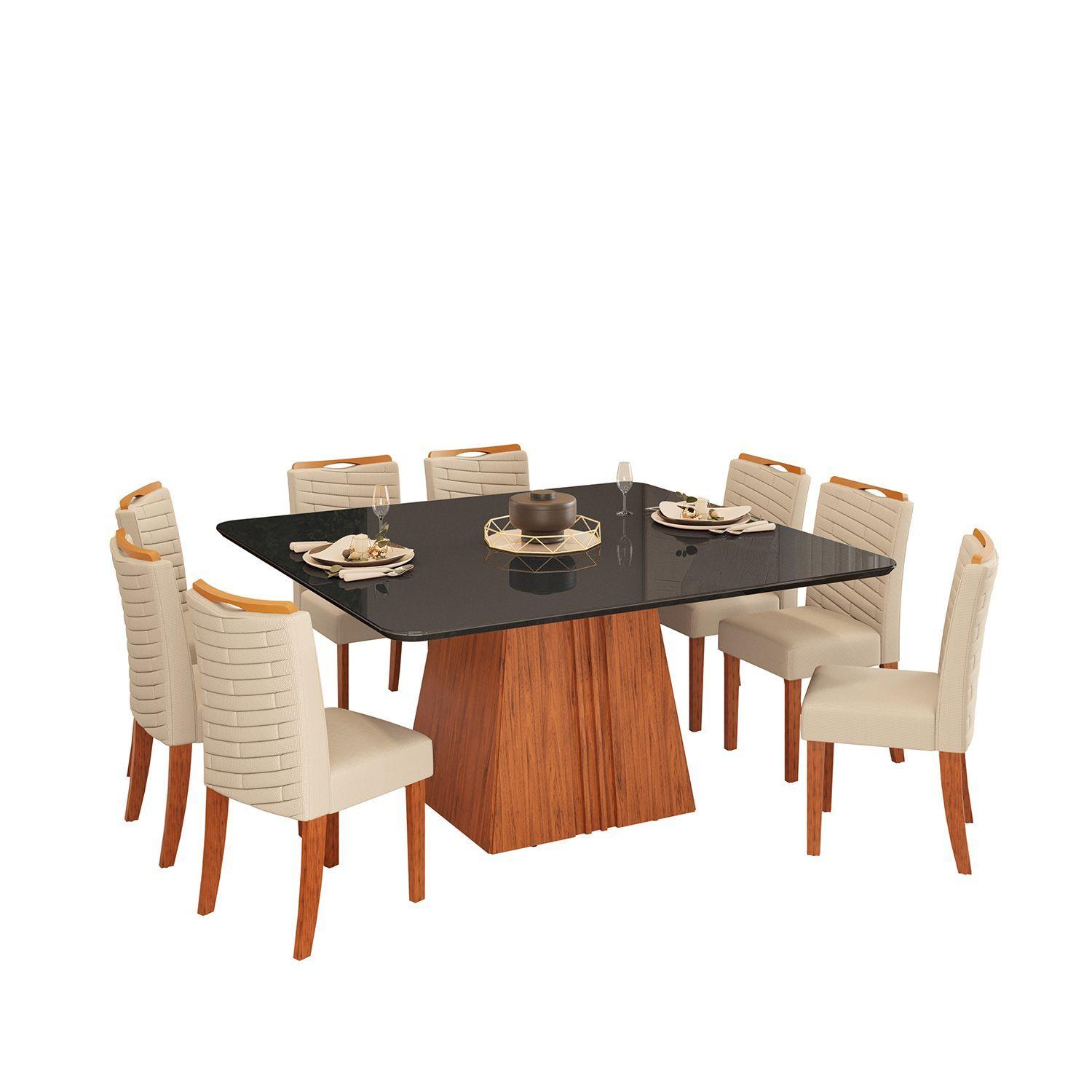 JUEGO COMEDOR VEKKAHOME ITALIA JULIA 8 SILLAS NEGRO-1