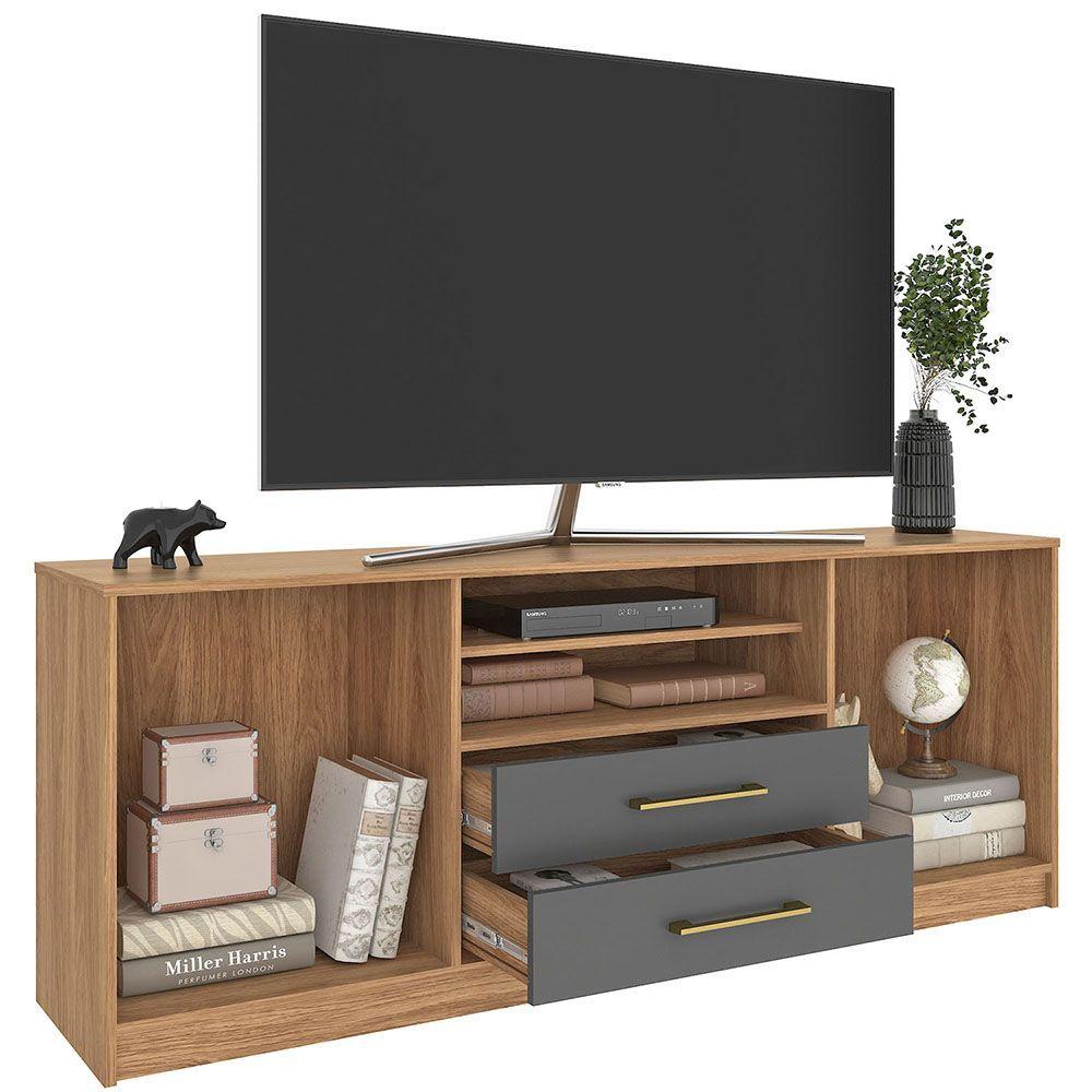 RACK TV ALERCE 70 PULGADAS 2 PUERTAS Y 2 CAJONES CAFE GRIS-4