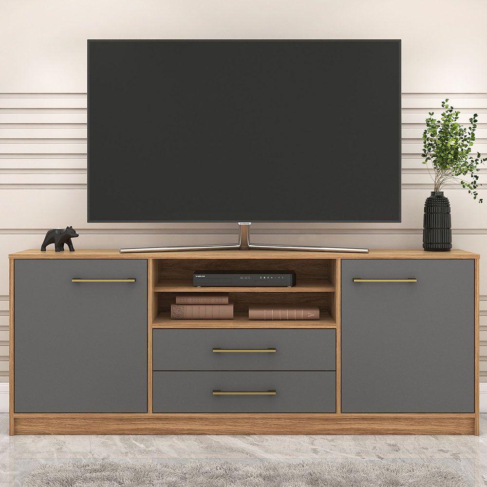 RACK TV ALERCE 70 PULGADAS 2 PUERTAS Y 2 CAJONES CAFE GRIS-6