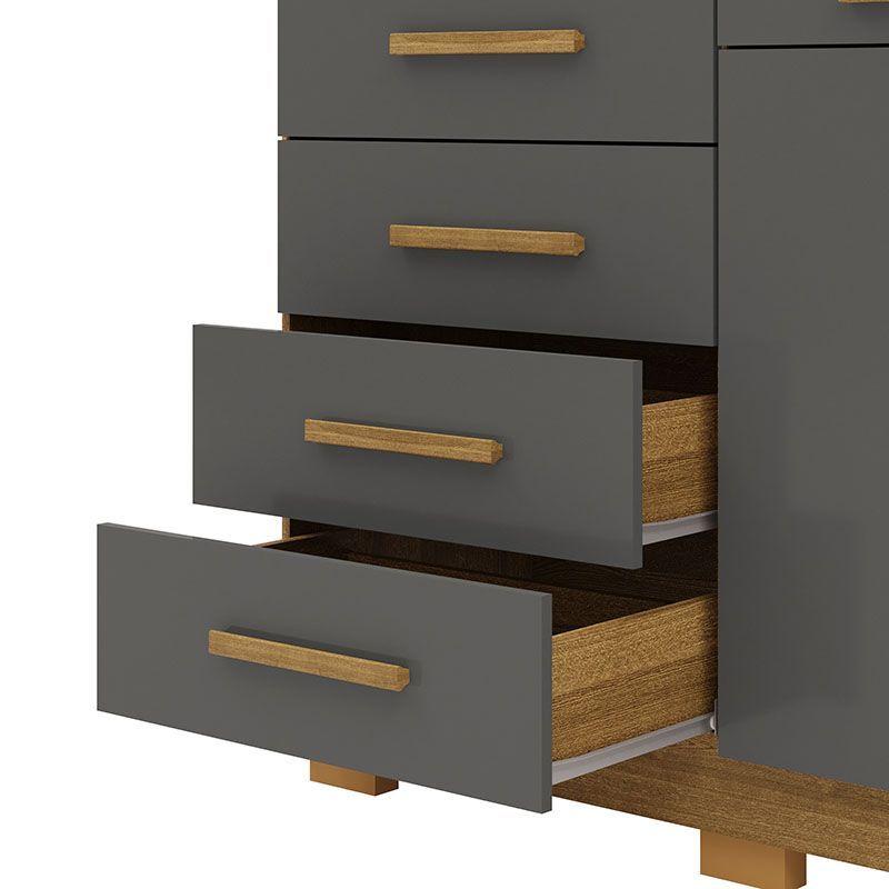COMODA AMERICANA 5 CAJONES 2 PUERTAS GRIS-2
