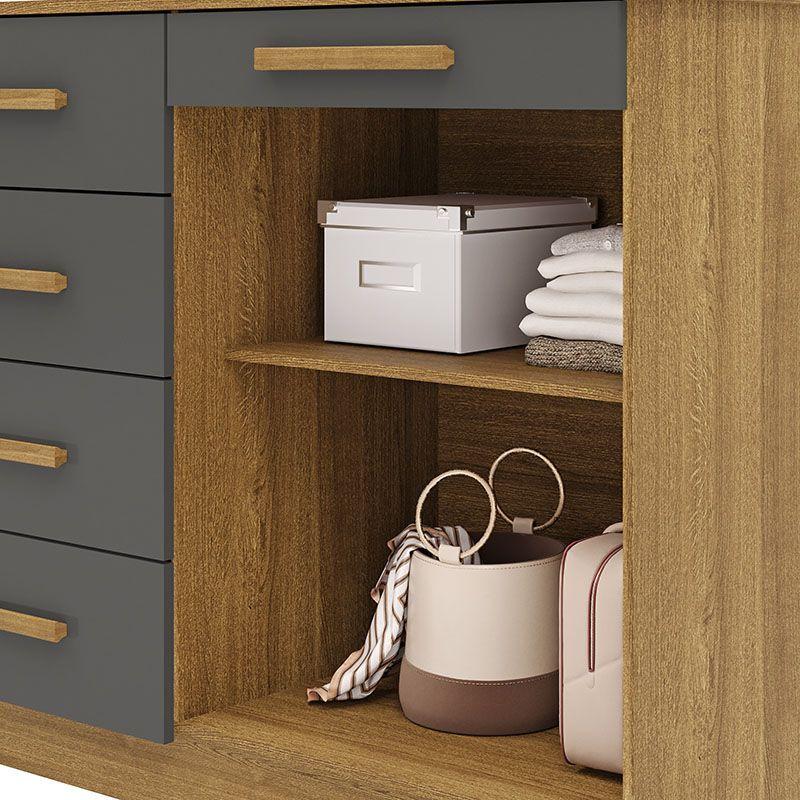 COMODA AMERICANA 5 CAJONES 2 PUERTAS GRIS-3
