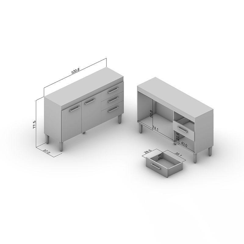 MUEBLE BASE OPIE 120 CM BLANCO 3 PUERTAS 2 CAJONES-7