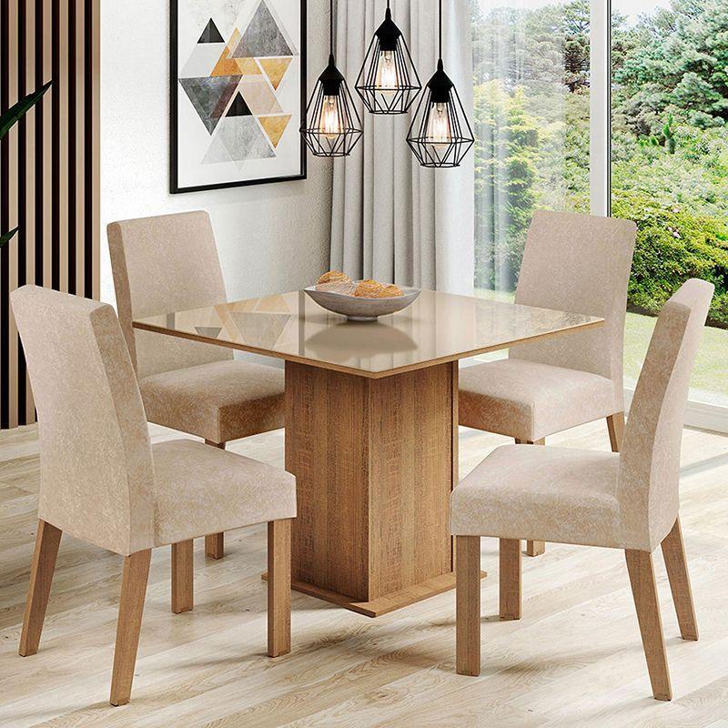JUEGO COMEDOR LINDA FIORE 4 SILLAS CON VIDRIO-2