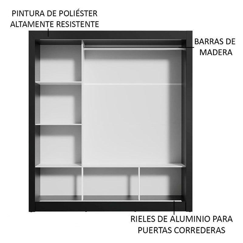 CLOSET MONACO 3 PUERTAS CORREDIZAS NEGRO-2