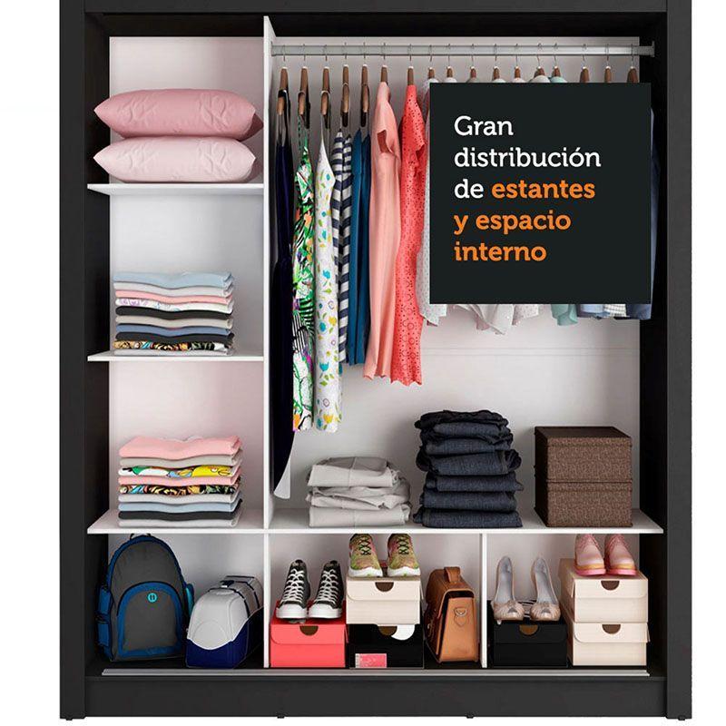 CLOSET MONACO 3 PUERTAS CORREDIZAS NEGRO-3
