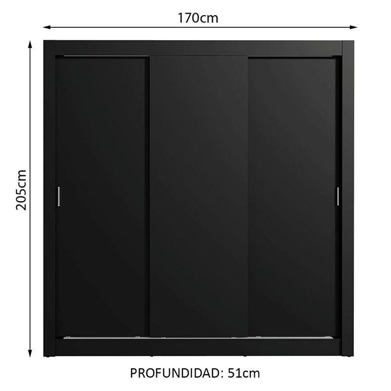 CLOSET MONACO 3 PUERTAS CORREDIZAS NEGRO-5