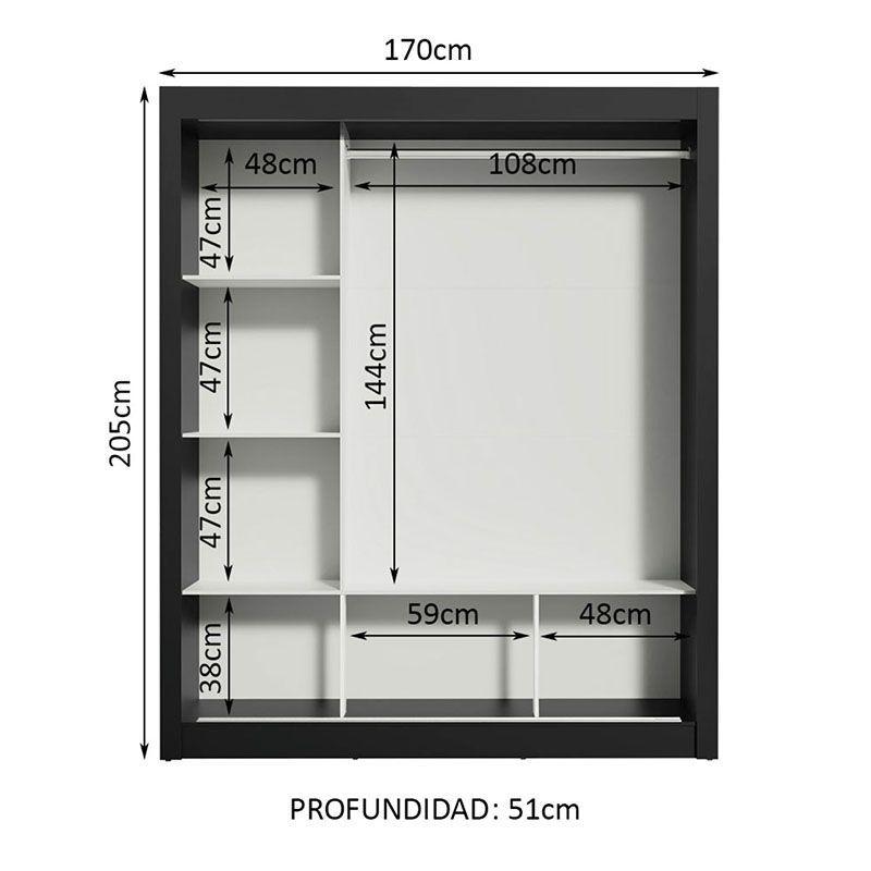 CLOSET MONACO 3 PUERTAS CORREDIZAS NEGRO-6