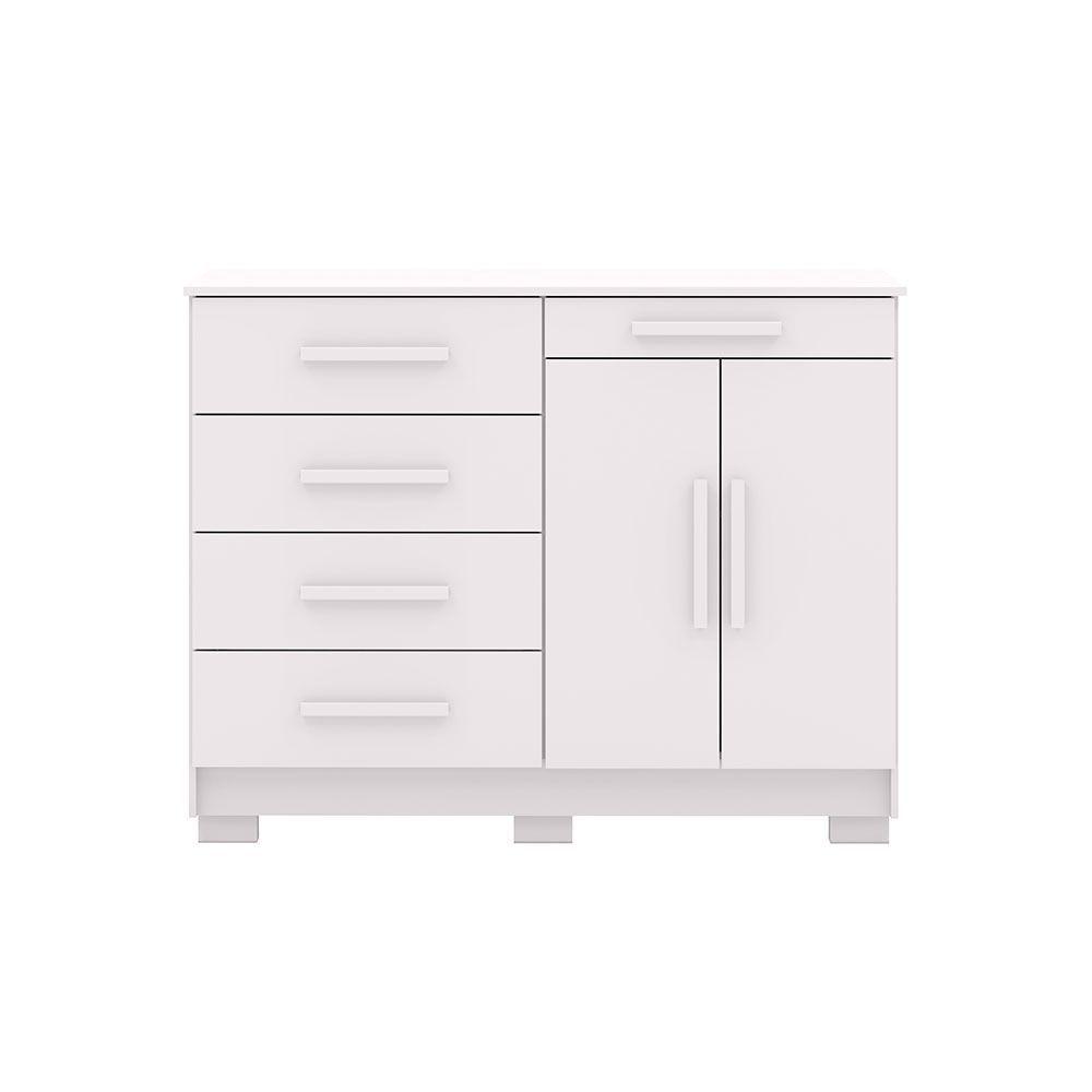 COMODA AMERICANA 5 CAJONES 2 PUERTAS BLANCA-3
