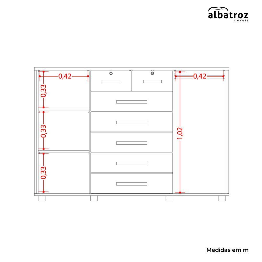 Comoda Fontana White 2 Puertas 7 Cajones-3