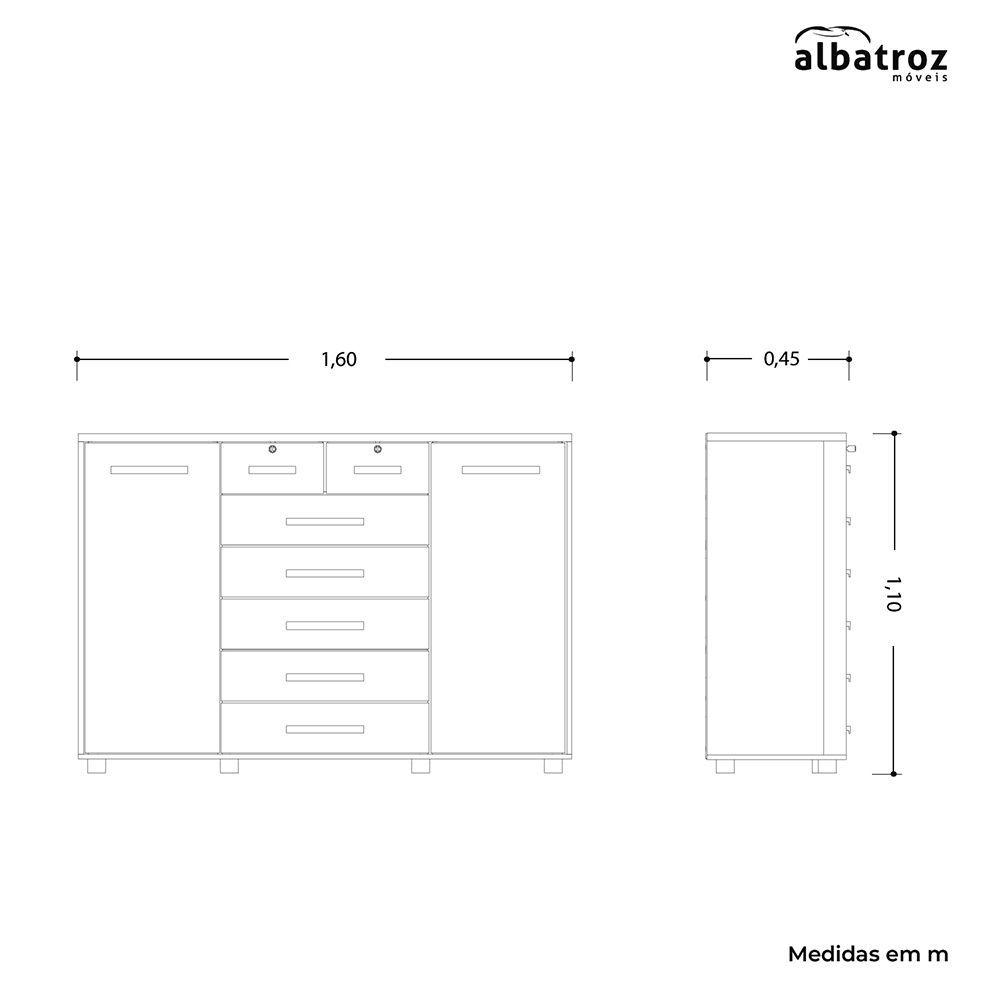 Comoda Fontana White 2 Puertas 7 Cajones-4